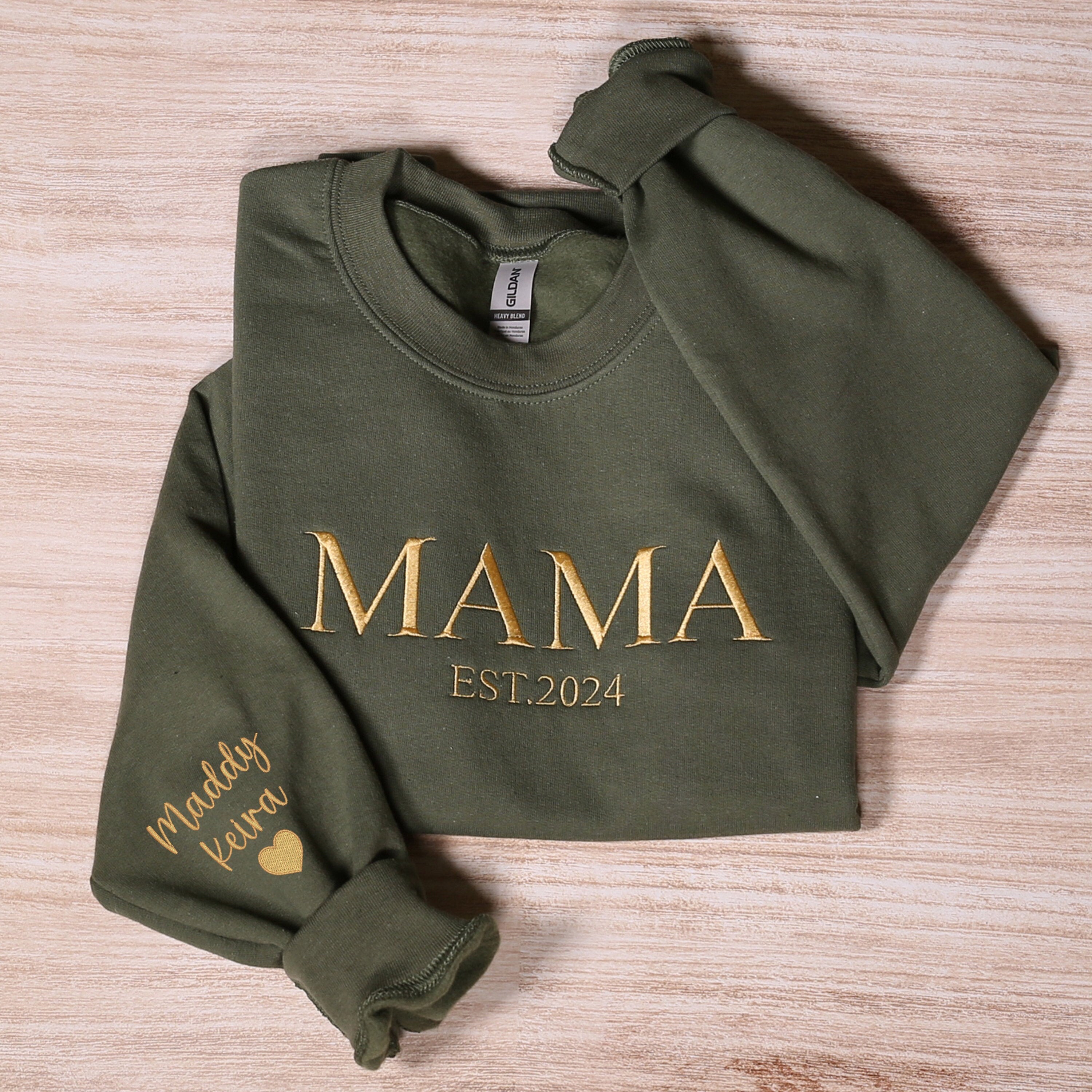 Personalized Mama Embroidered Sweatshirt, Custom Mom Embroidery Hoodie, New Mom Outfit, Pregnancy Reveal Clothing, Happy Mother's Day Gifts