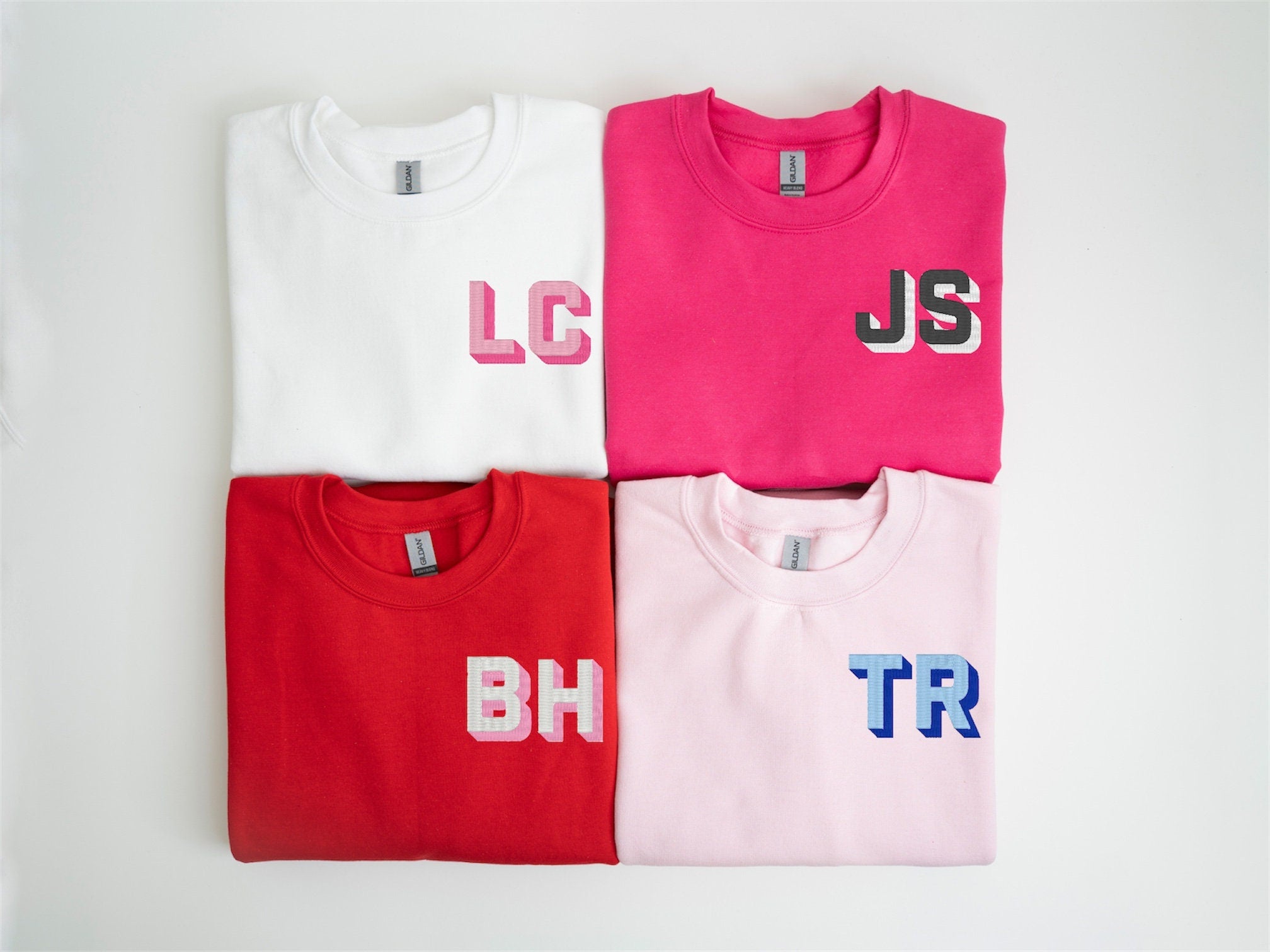 Embroidered Shadow Block Initial Crewneck | Custom Sweatshirt | Personalized Gildan 18000 | Custom Monogram Gift | Bachelorette | Bride