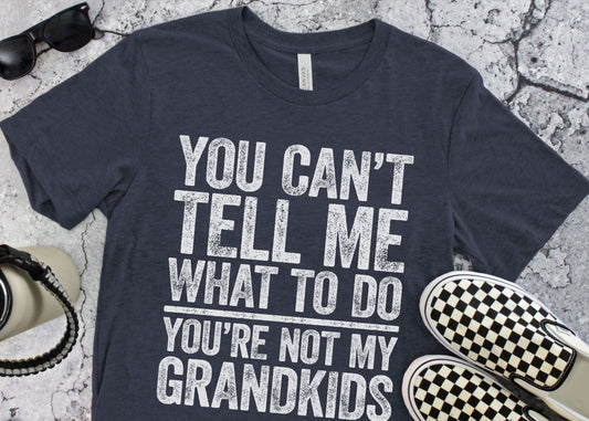 You Can't Tell Me What To Do You're Not My GrandKids T-Shirt, Funny Men's Best Papa Grandpa Shirt, Grandfather Gift for Father's Day