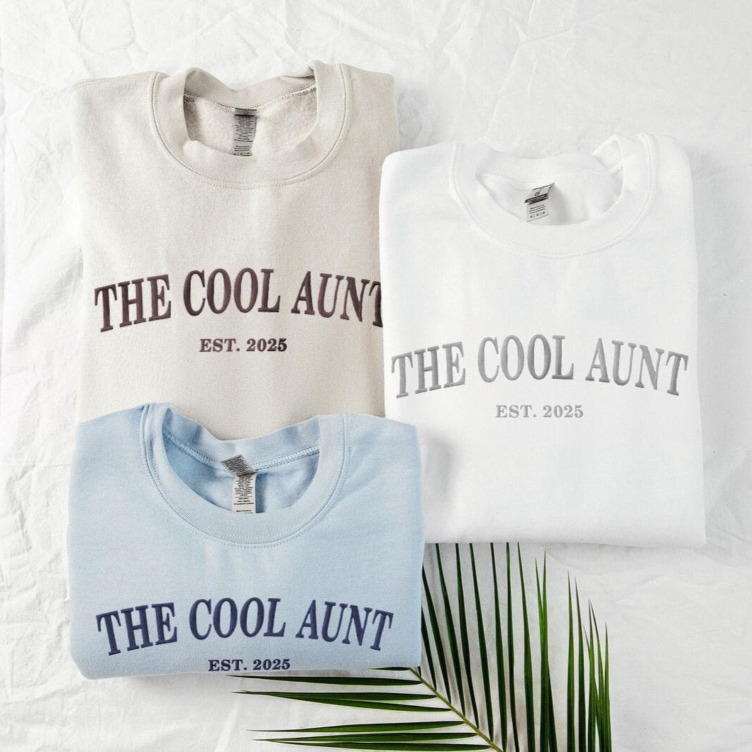 Custom Embroidered Aunt Shirt, Gift for Cool Aunt Niece Nephew, Personalized Mother's Day, Pregnancy Announcement Shirt, Baby Shower Gift