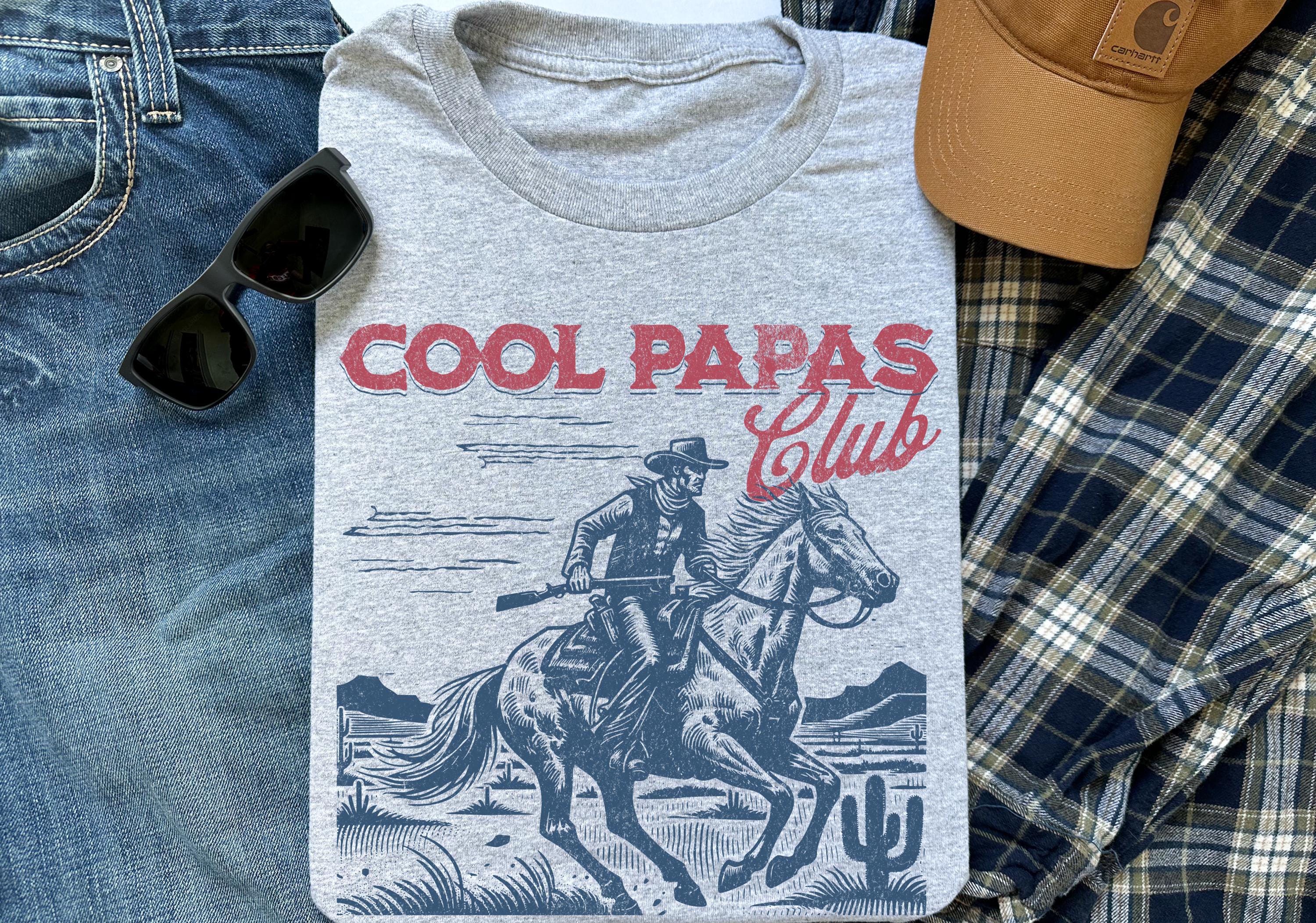 Cool PaPas Club Cowboy T-Shirt, Gildan 5000 Unisex Heavy Cotton Tee, Funny Grandpa Gift, Father's Day, Printify Choice, Perfect for Grandfather-to-Be