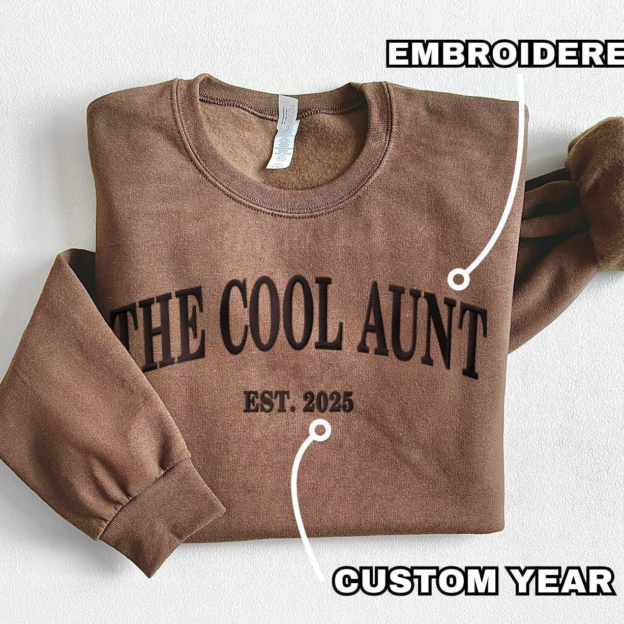 Custom Embroidered Aunt Shirt, Gift for Cool Aunt Niece Nephew, Personalized Mother's Day, Pregnancy Announcement Shirt, Baby Shower Gift