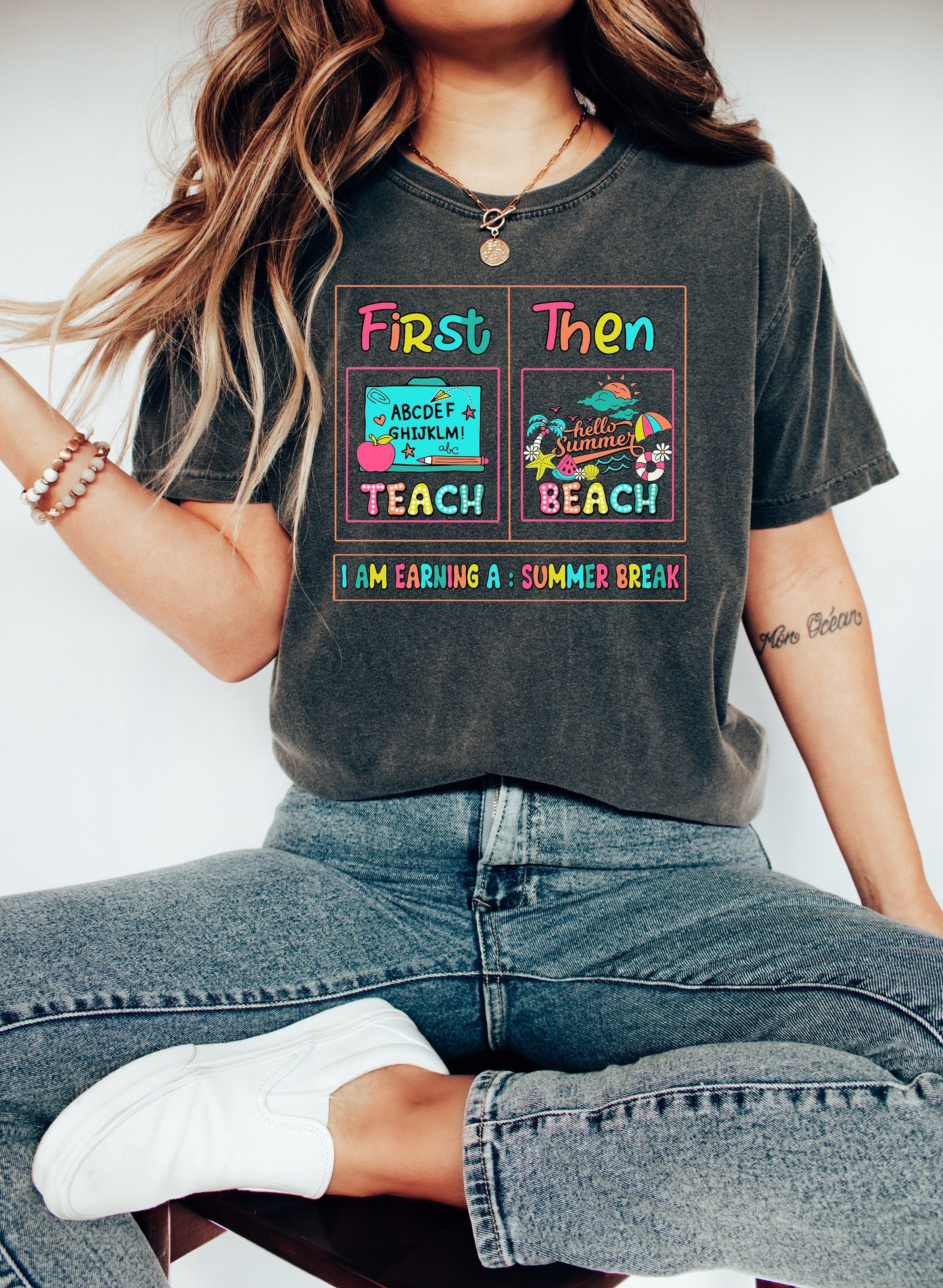 First Teach Then Beach Shirt, First We Teach Then We Beach Shirt, Funny Teacher Summer Vacation Shirt, Teacher Summer Sweatshirt Gifts