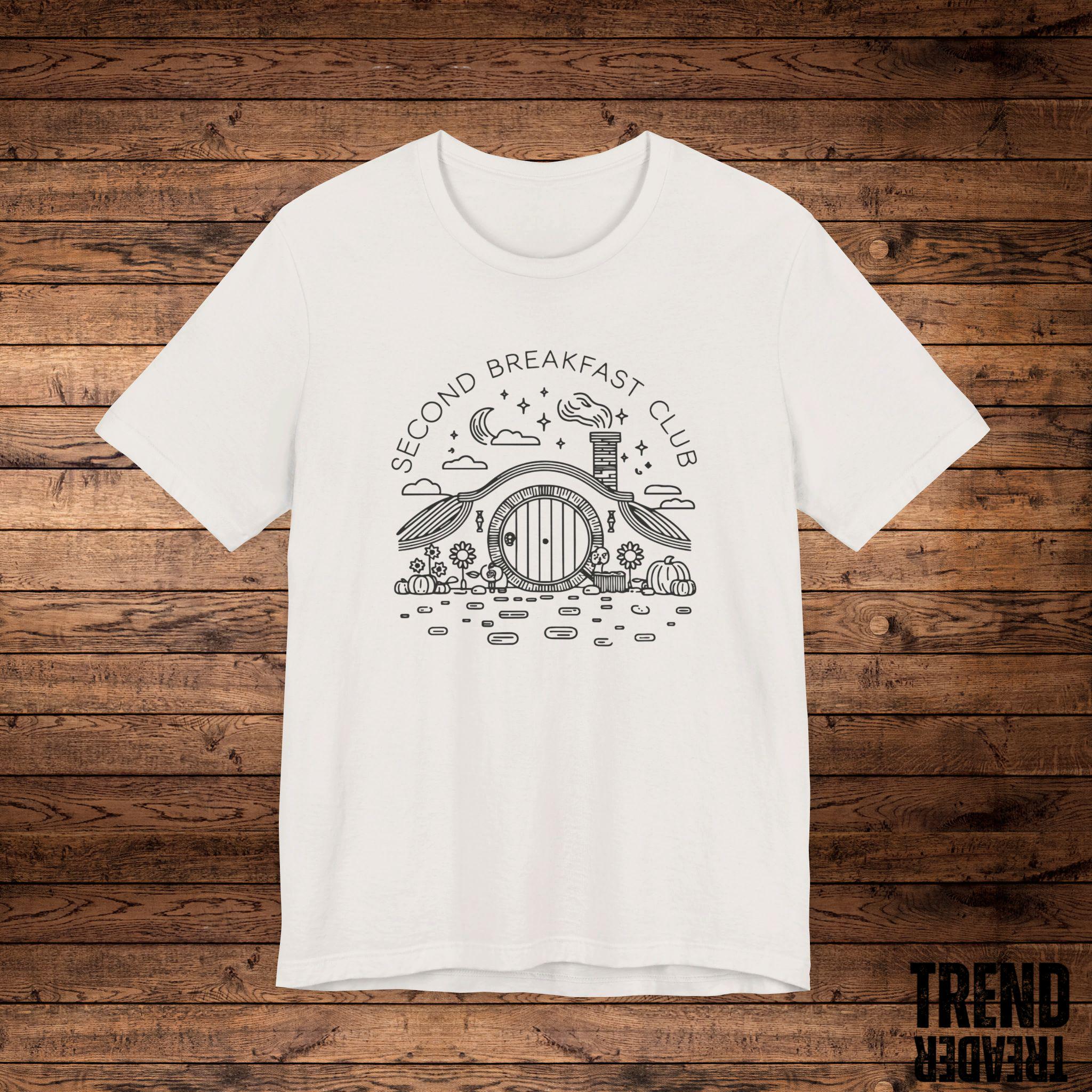 Second Breakfast Club Gildan 5000 Tee, Unisex Heavy Cotton, Hobbit Inspired, Lord of the Rings Gift, Middle-Earth Fan Apparel, Printify Choice