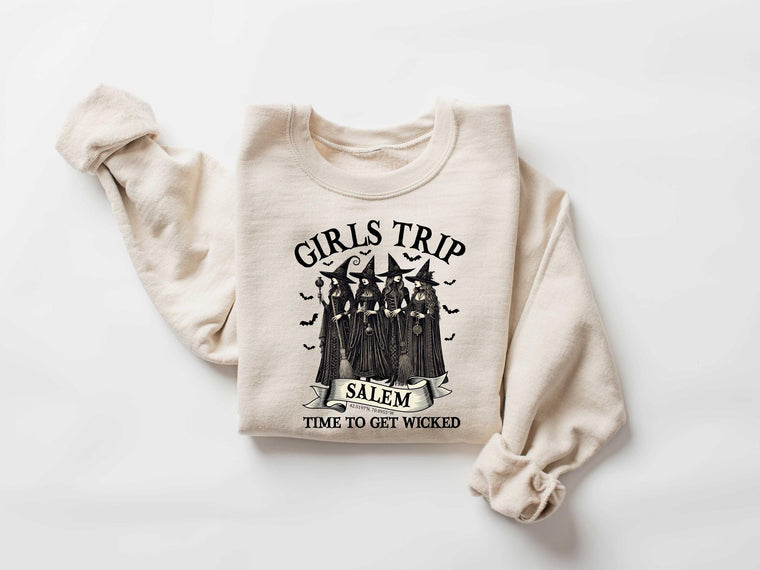 Girls Trip Salem Sweatshirt Retro Halloween Tee Aesthetic, Salem Witch Crewneck, Salem Massachusetts for Women, Fall Outfit, Spooky Season Gift