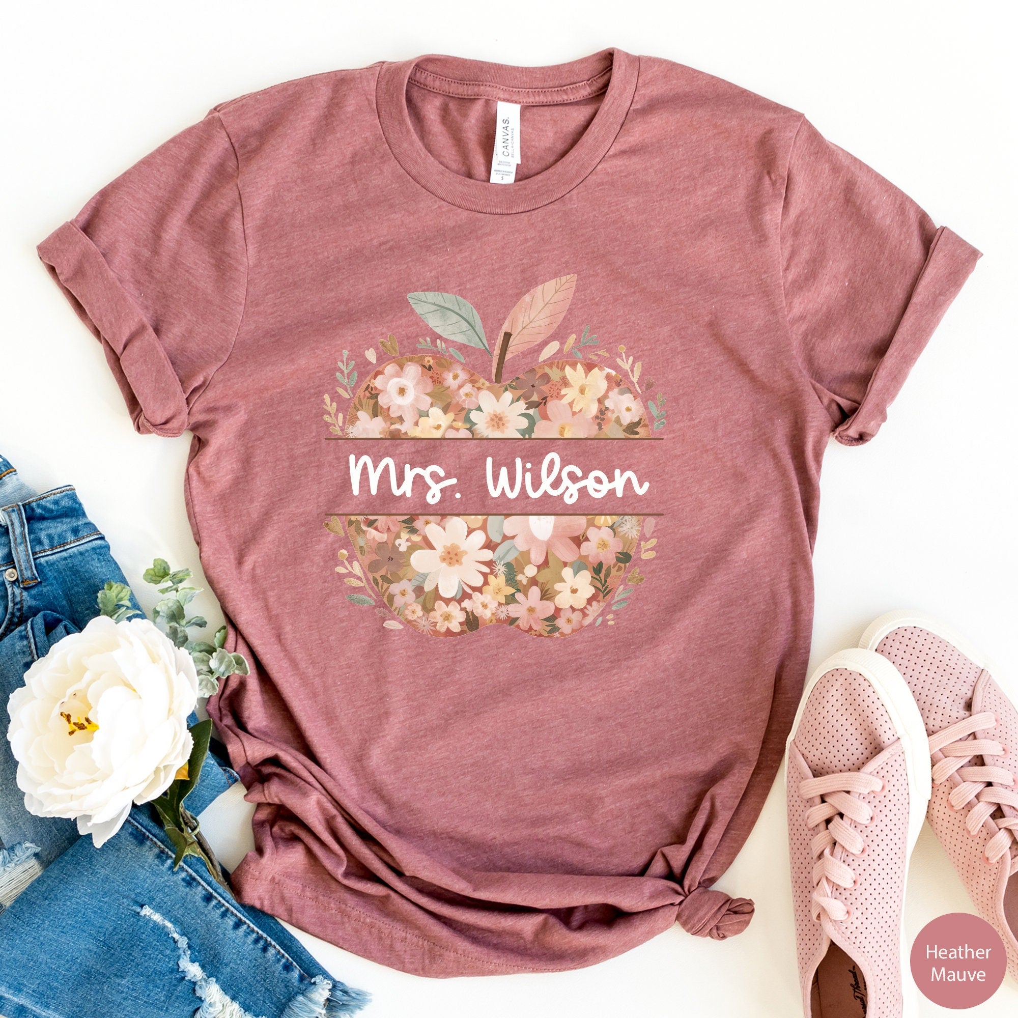 Personalized Teacher Shirt Gift for Teacher Appreciation, Custom Teacher Apple Shirt, Teacher Team Shirt Teacher Gift, Cute Teacher Tshirt