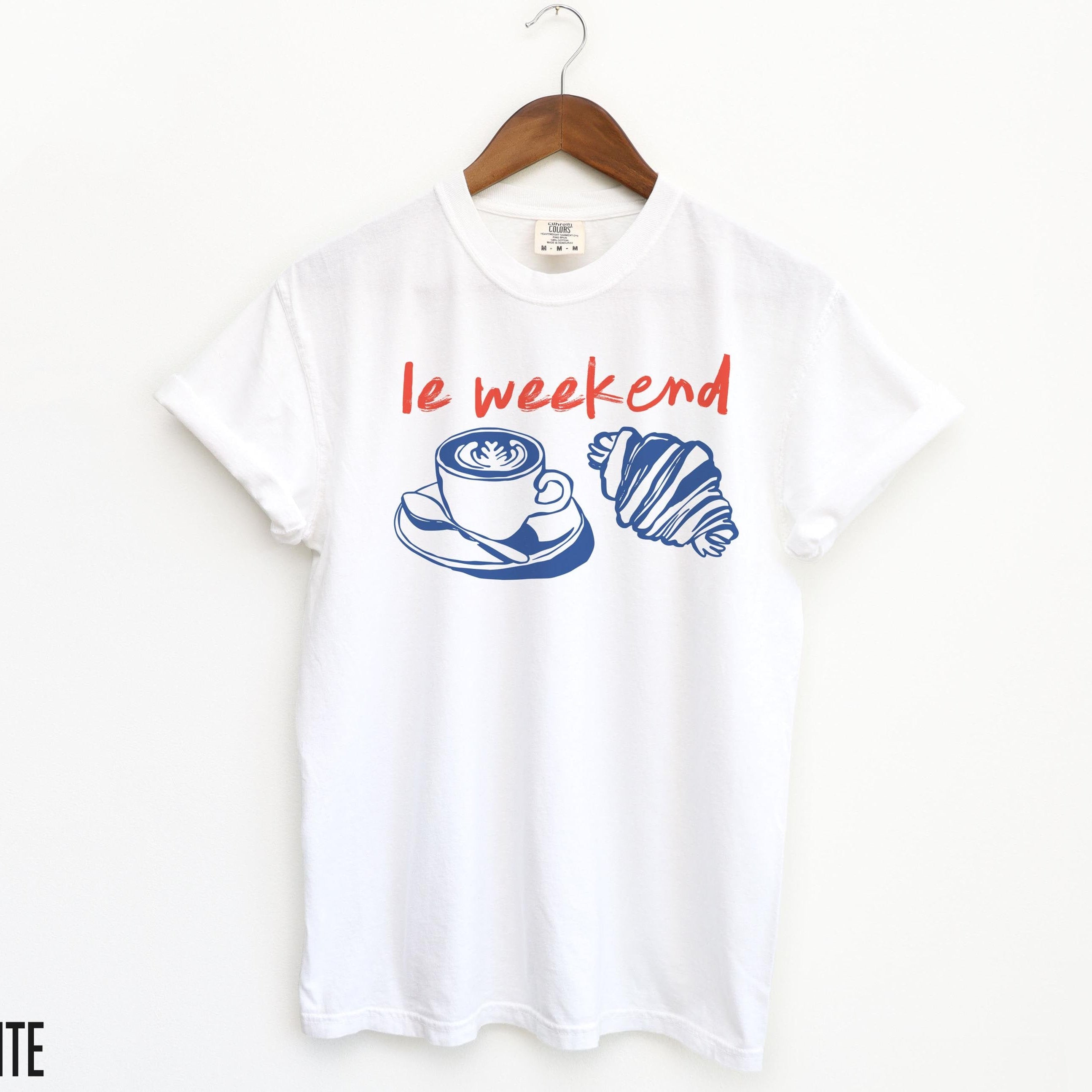 Weekend Shirt, Coffee Tshirt, Croissant Shirt, French T Shirt, Weekending T-Shirt, Retro Graphic Tee, Vintage Aesthetic, Le Weekend, Women