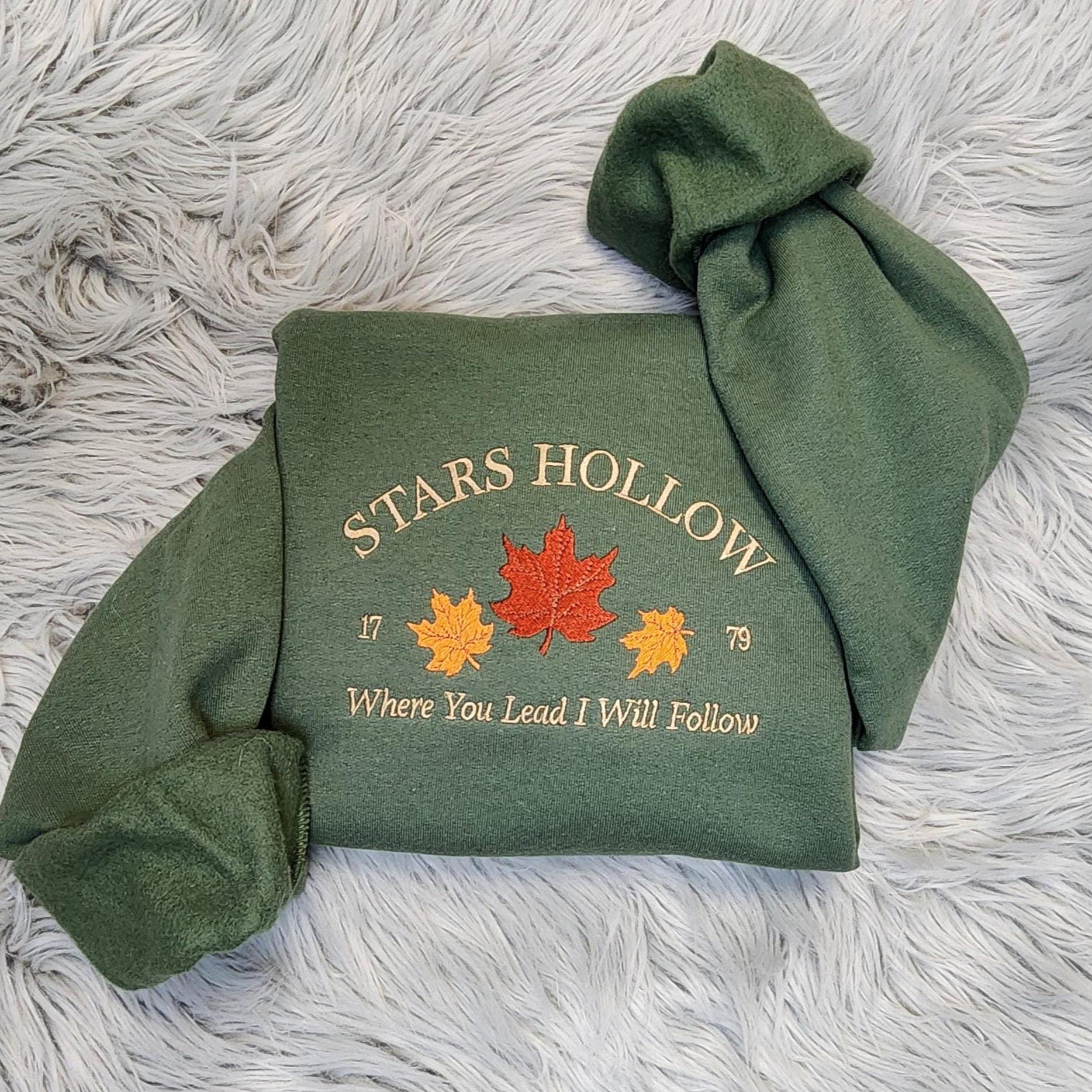 Stars Hollow Embroidered Crewneck - Where You Lead I Will Follow - T-shirt - Sweatshirt - Hoodie