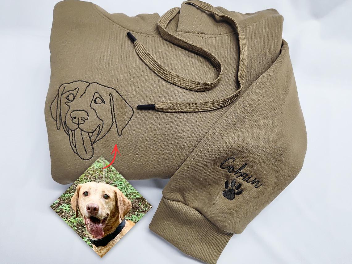 Embroidered Dog Hoodie,Personalized one-line Pet Hoodie,Dog Mom Sweater,Custom Unisex Embroidered Hoodie,Special Birthday Gift for Dog Dad