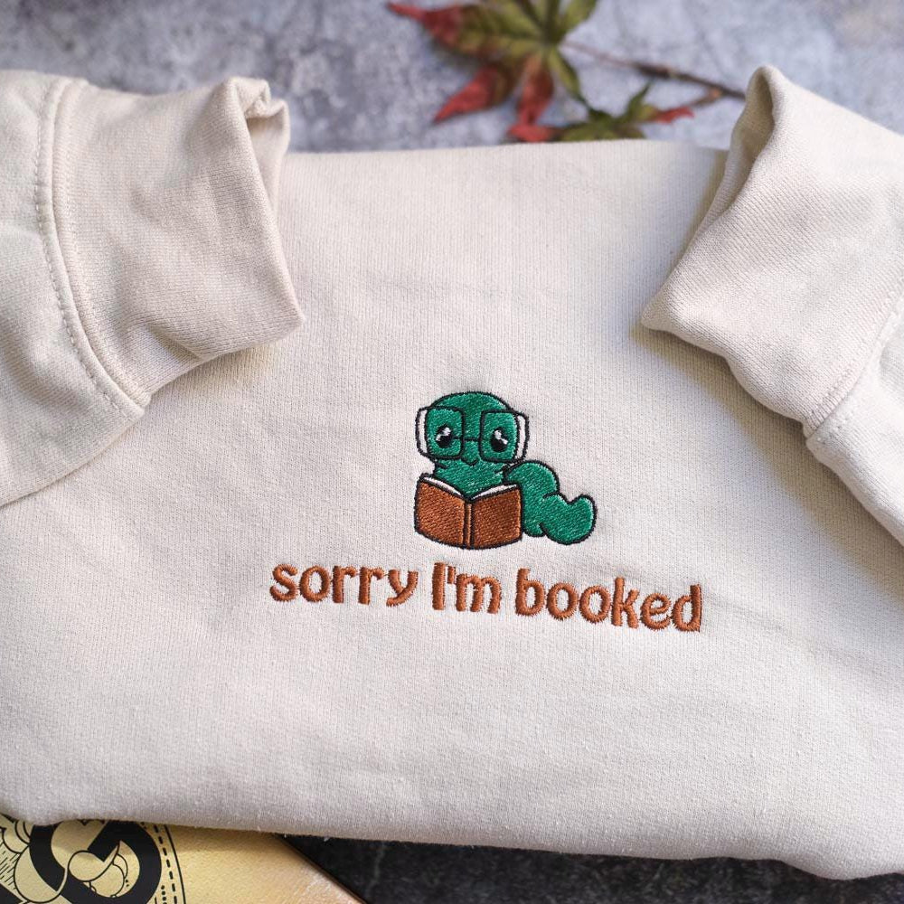 Sorry i'm booked Bookworm Embroidered Sweatshirt | Bookish Oversized Jumper | Cosy Reading Sweater | Gift for Book Lover | Gift for Readers