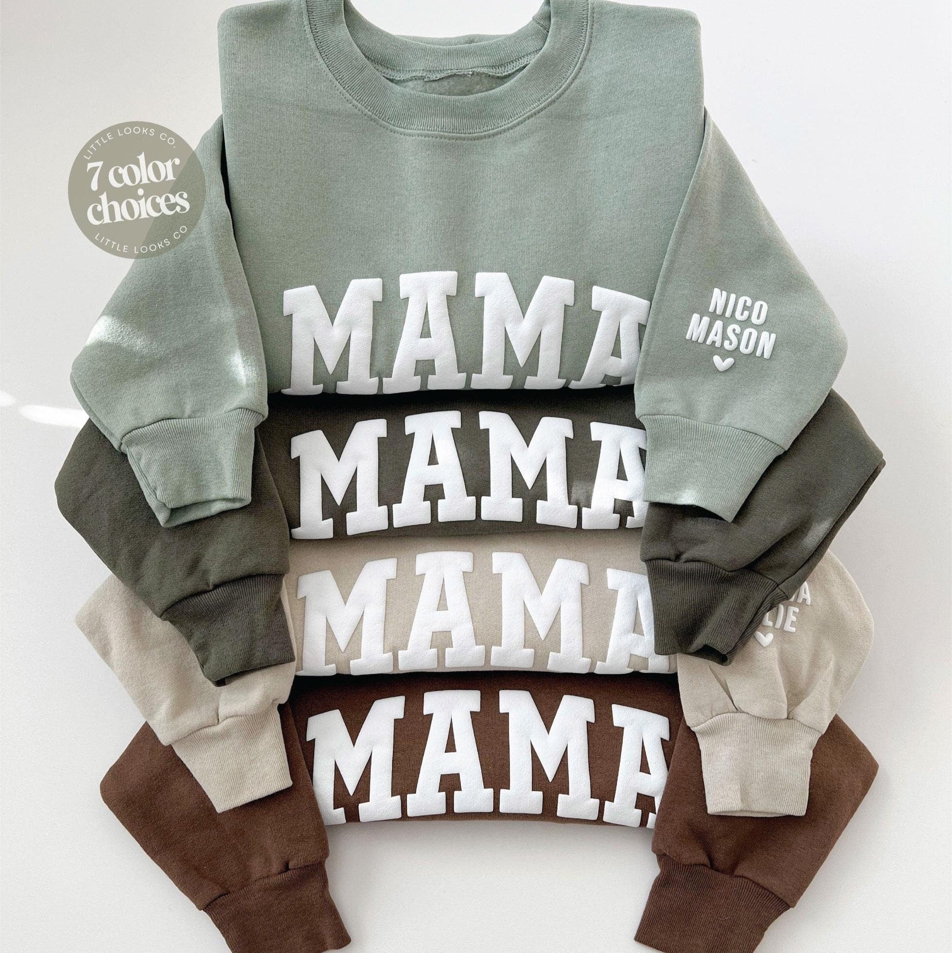 Custom Mama Sweatshirt with Kids Names | Puff Letters | Embossed Lettering | Gift for Mom | Mama Sweater