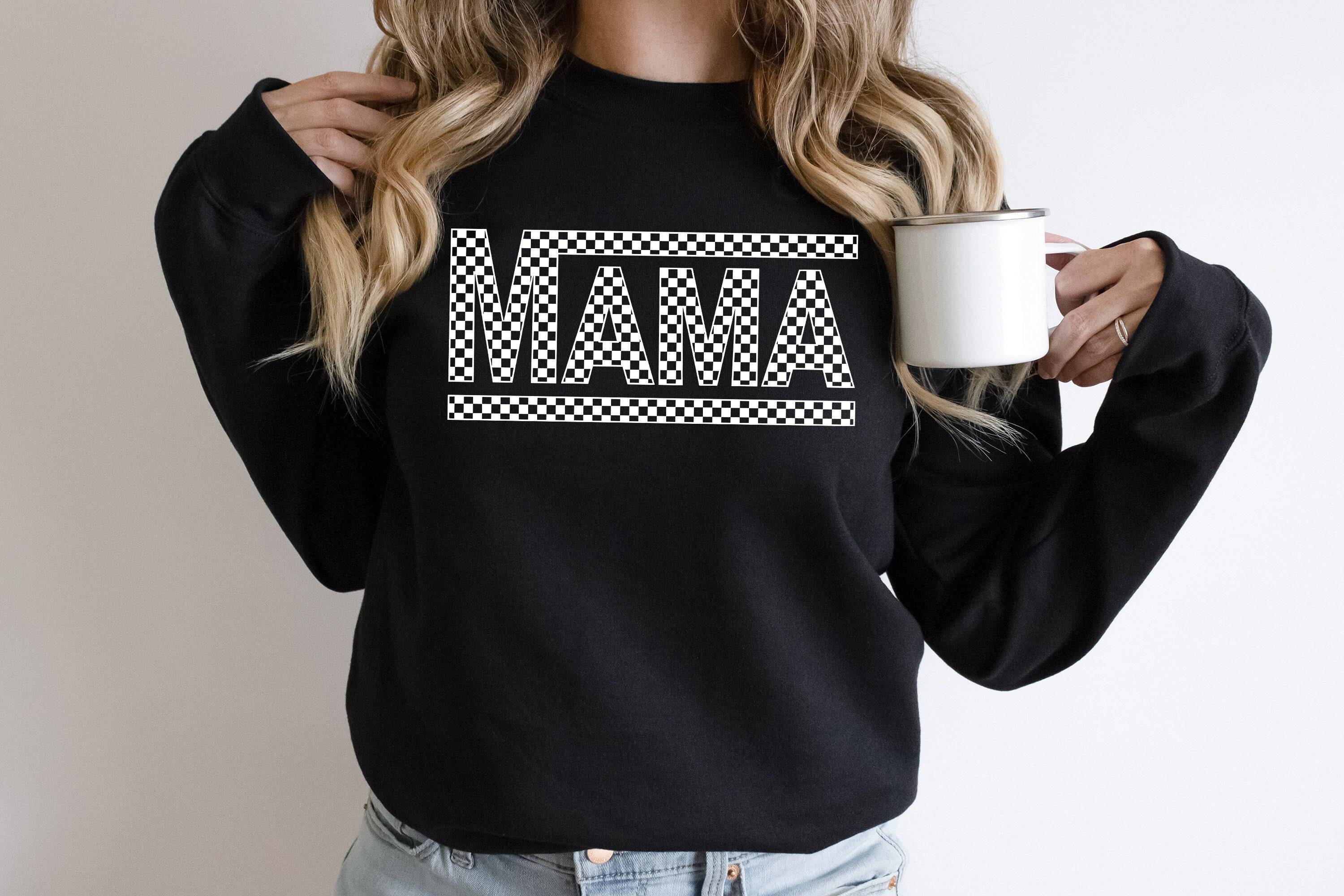 Retro Mama Checkered Sweatshirt for Women, Gildan 18000, Mother's Day Gift, Cozy Unisex Crewneck, Printify Choice, Cool Mom Aesthetic