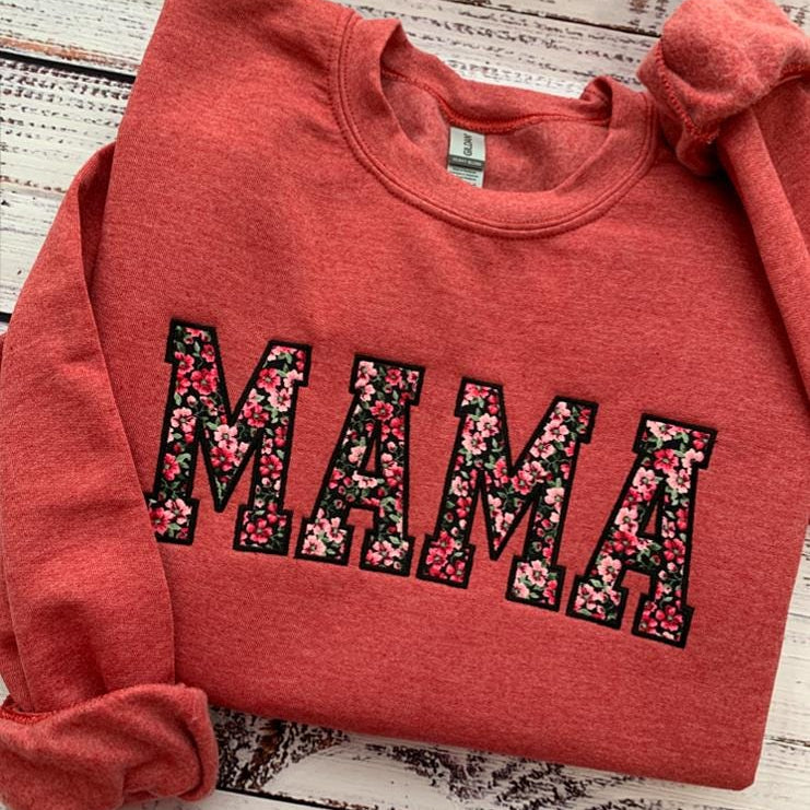 Mama Sweatshirt-Custom Embroidered Sweatshirt-Mother's Day Gift-Custom Sweatshirt-Crewneck Sweatshirt-Gift for Mom-Mom Sweatshirt-PINK