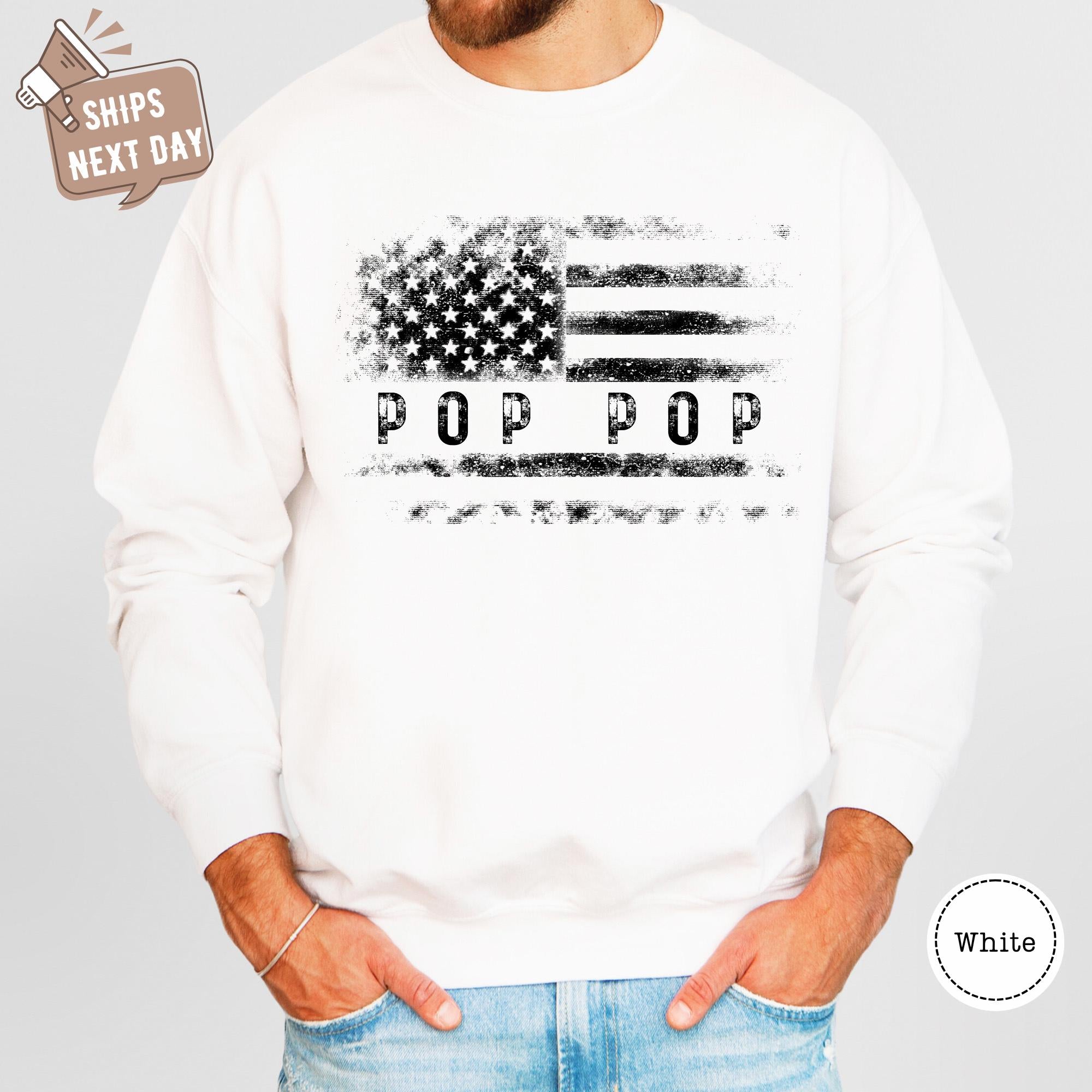 ✨Gildan 18000 Distressed Flag Pop Pop Sweatshirt - Cozy Veteran Gift for Grandpas✨