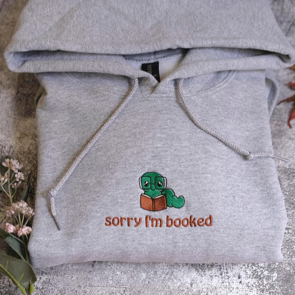 Sorry i'm booked Bookworm Embroidered Sweatshirt | Bookish Oversized Jumper | Cosy Reading Sweater | Gift for Book Lover | Gift for Readers