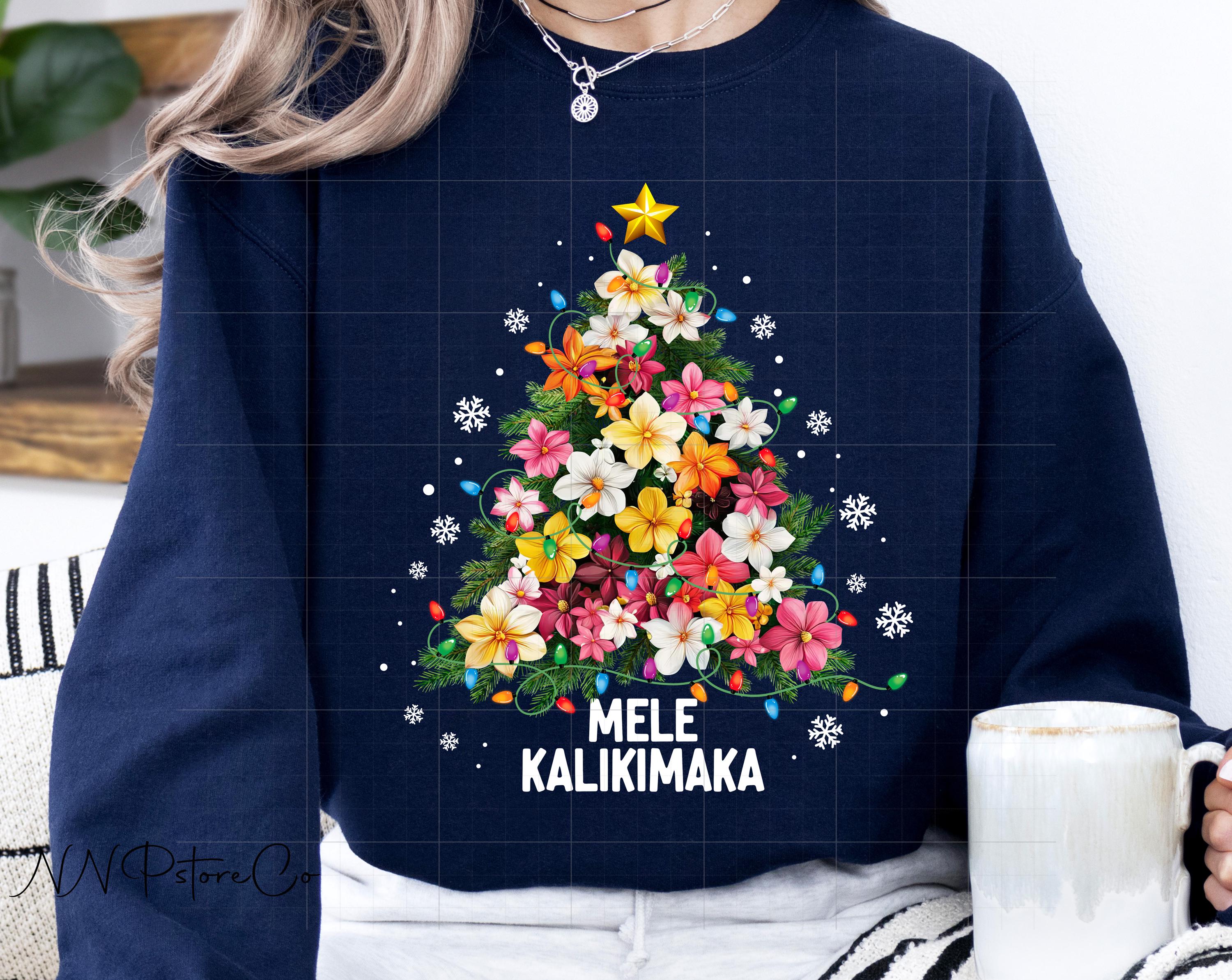 Comfort Colors® 1566 Unisex Garment-Dyed Sweatshirt: Hawaii Christmas Aesthetic, Mele Kalikimaka Gift, Tropical Holiday Outfit for Women and Men