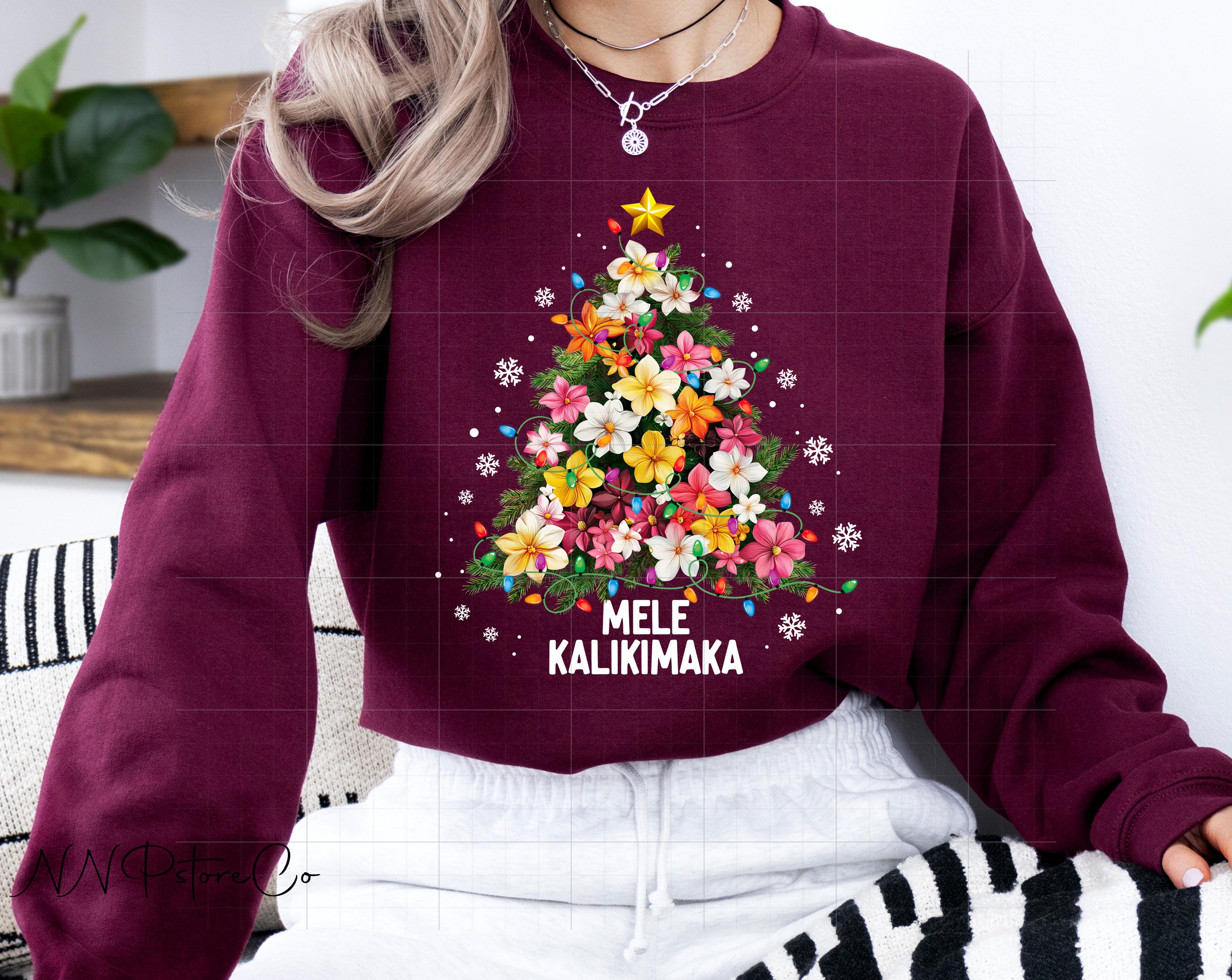Comfort Colors® 1566 Unisex Garment-Dyed Sweatshirt: Hawaii Christmas Aesthetic, Mele Kalikimaka Gift, Tropical Holiday Outfit for Women and Men
