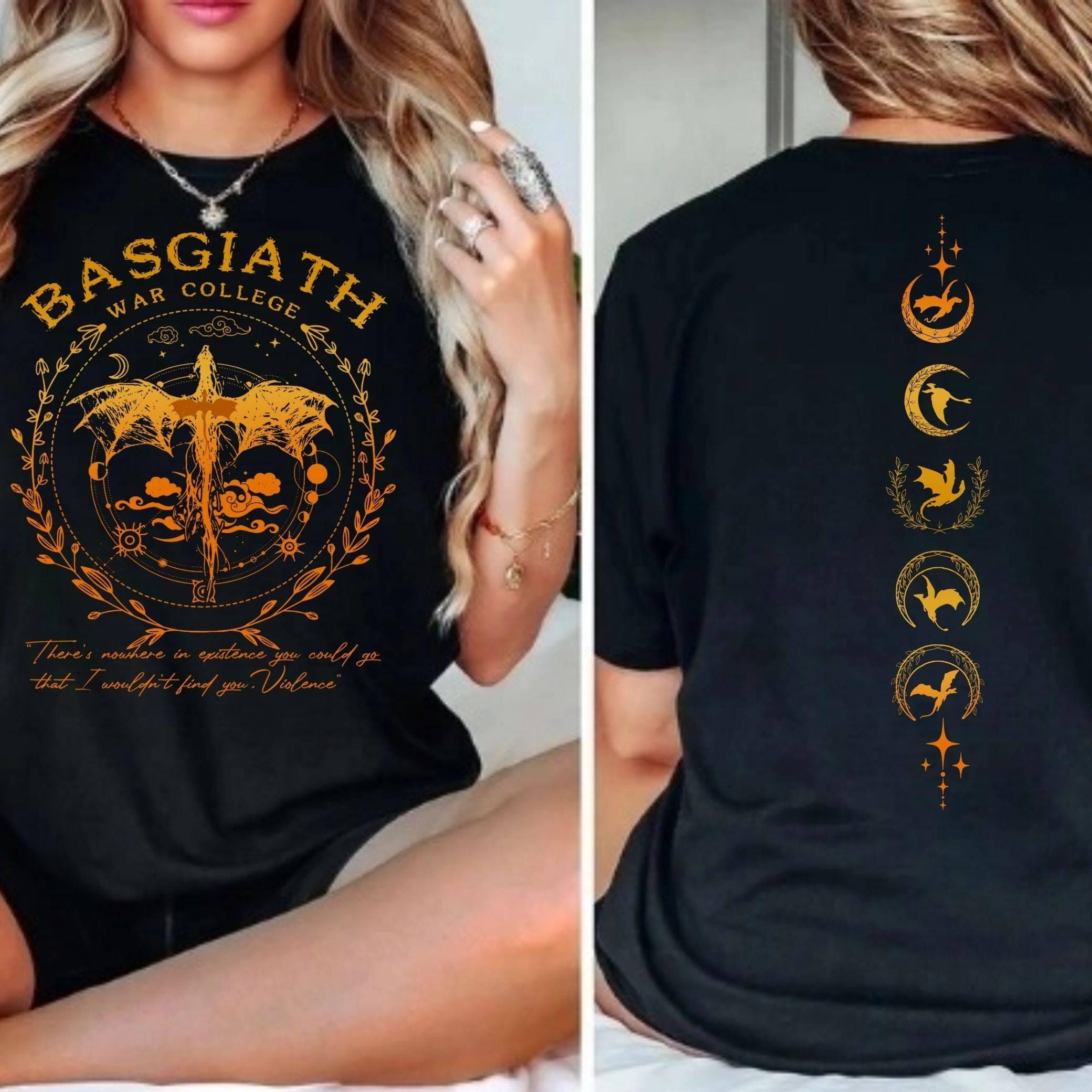 Comfor Colors Basgiath War College Shirt, Fourth Wing Double-Sided T-shirt, Dragon Rider Shirt, Riders Quadrant Tee, Book Lover Gift, LT613
