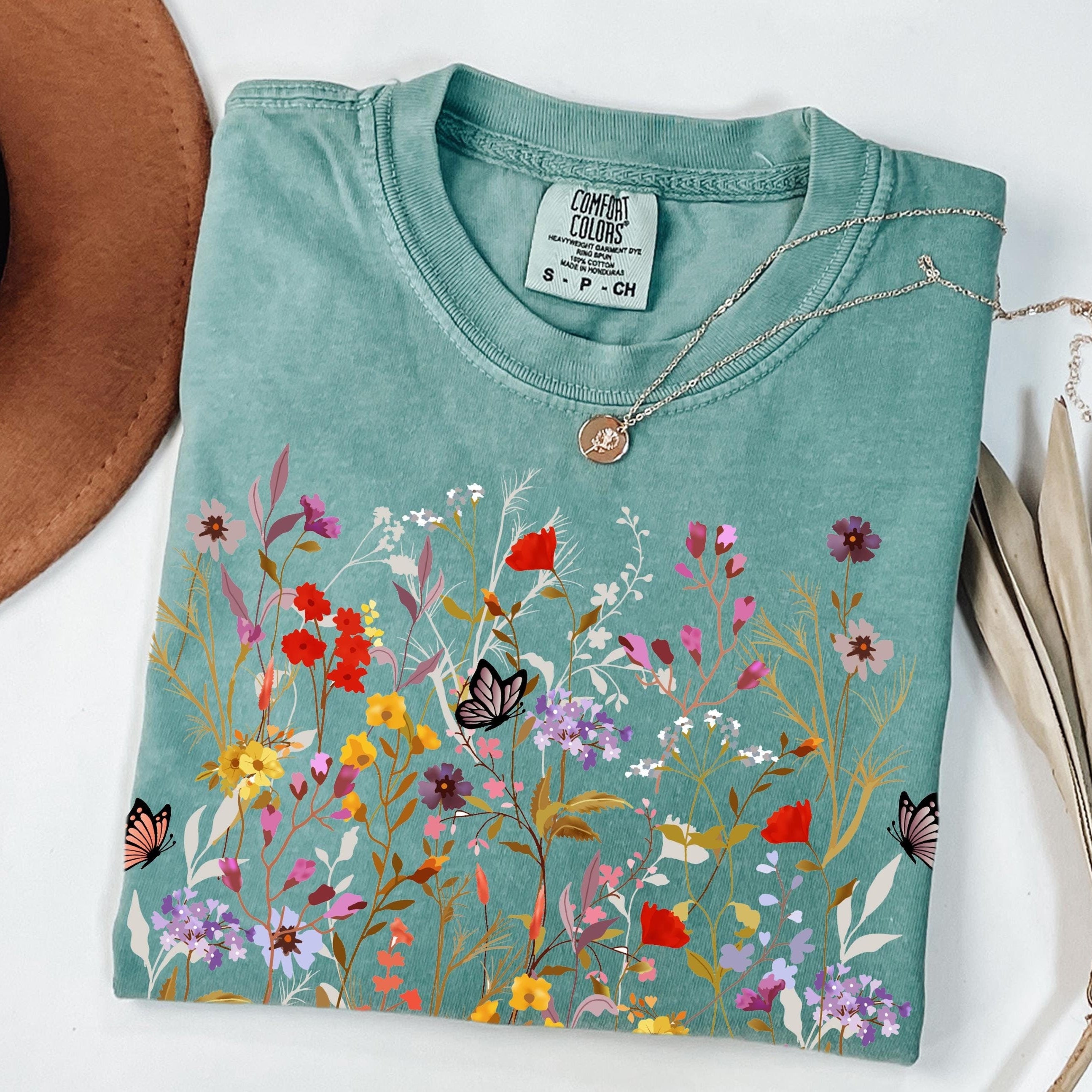Vintage Pressed Flowers Shirt Comfort Colors® Boho Cottagecore Tshirt, Botanical Floral Tee, Garden Lover Shirt, Wildflowers Sweatshirt