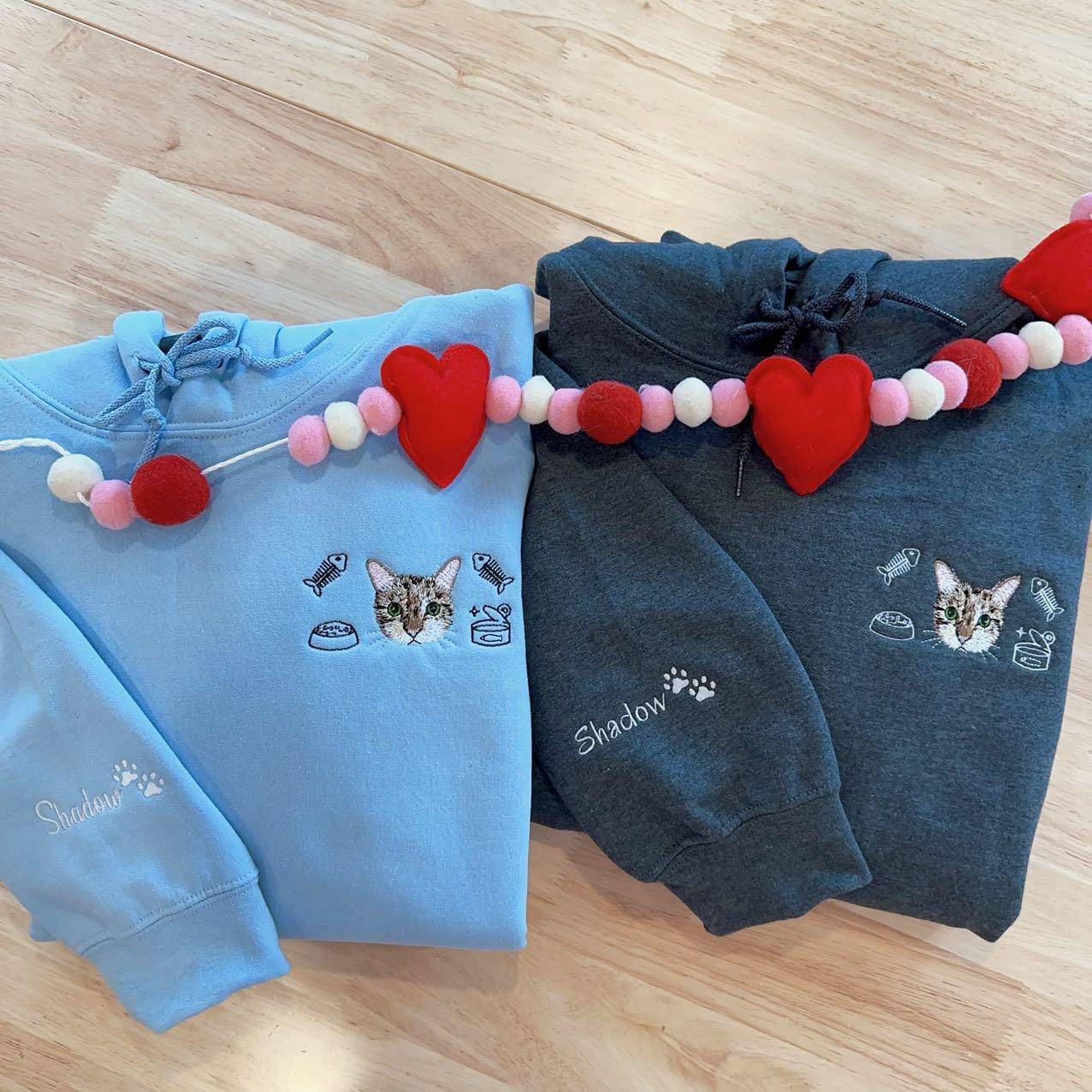 Custom Pet Embroidered Sweatshirt, Custom Pet shirt, Custom Embroidered Pet Hoodie, Personalized Pet Face and Pet name Sweatshirt