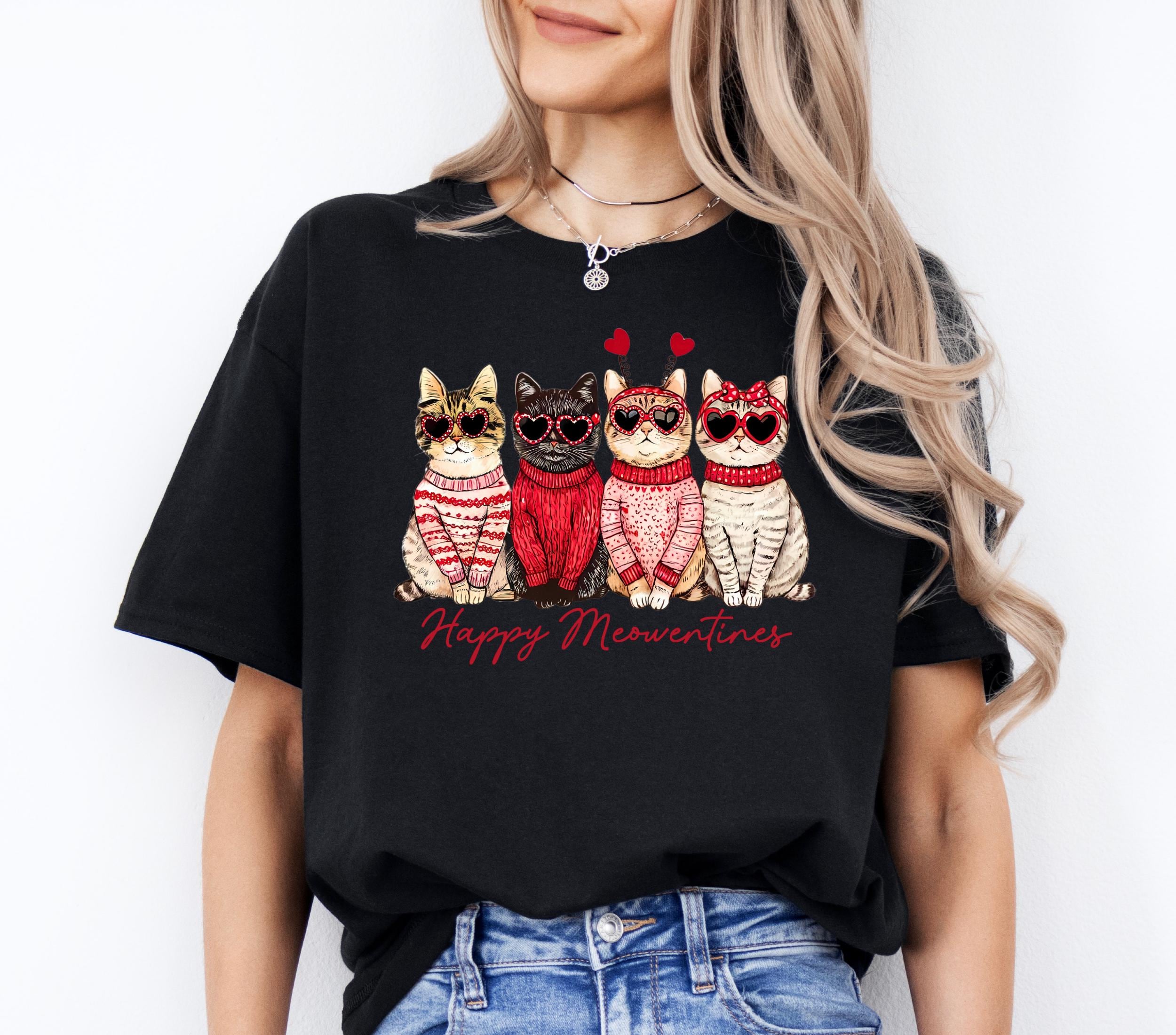 Cozy Gildan 18000 Valentine Cat Sweatshirt for Cat Lovers - Perfect Gift for Women, Unisex Printify Choice