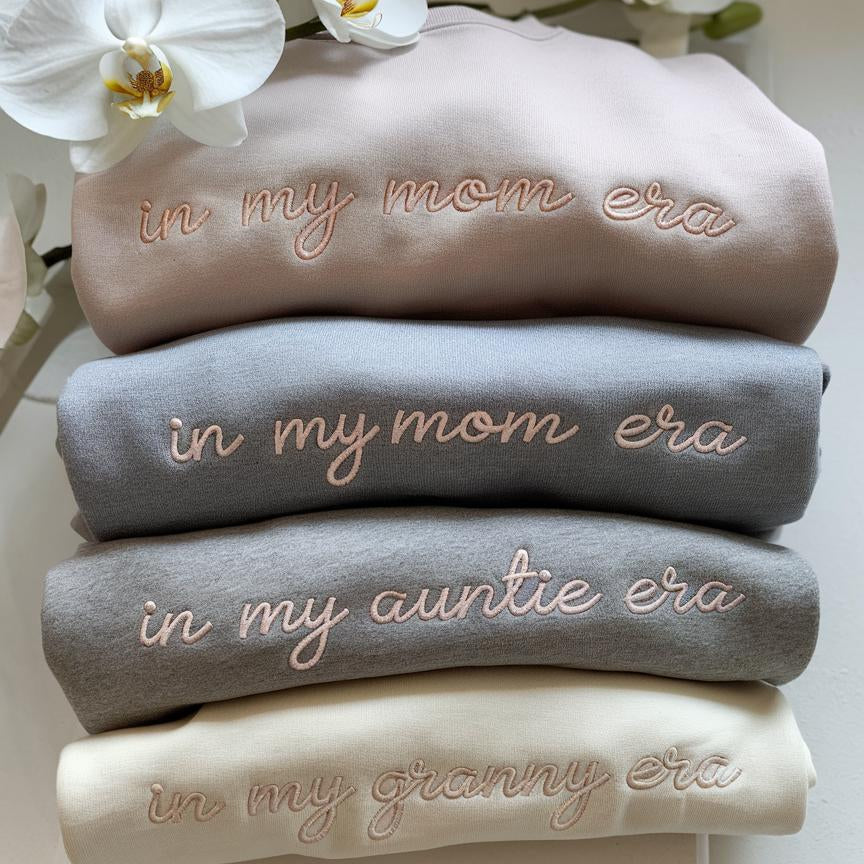 Custom Embroidered In My Auntie Era Custom Sweatshirt, Gift for Her Aunt, Auntie Apparel, Mothers Day Gift