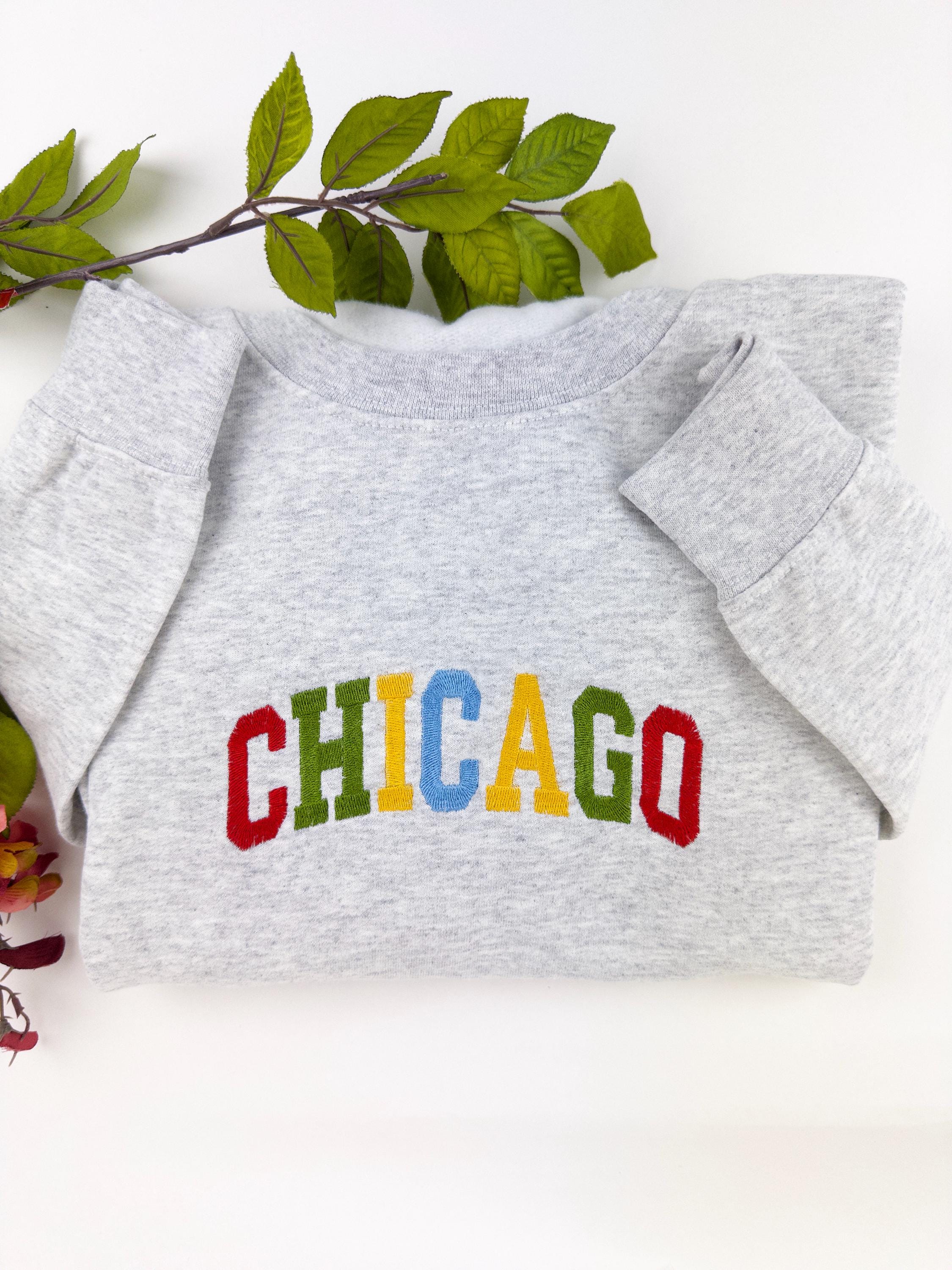 Chicago Embroidered Sweatshirt-(Colorful)