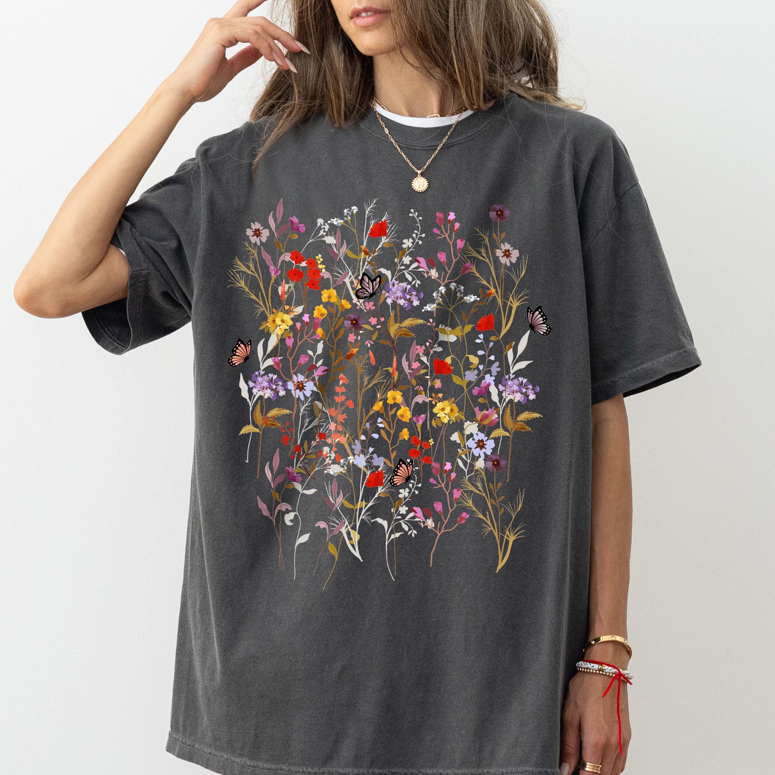 Vintage Pressed Flowers Shirt Comfort Colors® Boho Cottagecore Tshirt, Botanical Floral Tee, Garden Lover Shirt, Wildflowers Sweatshirt