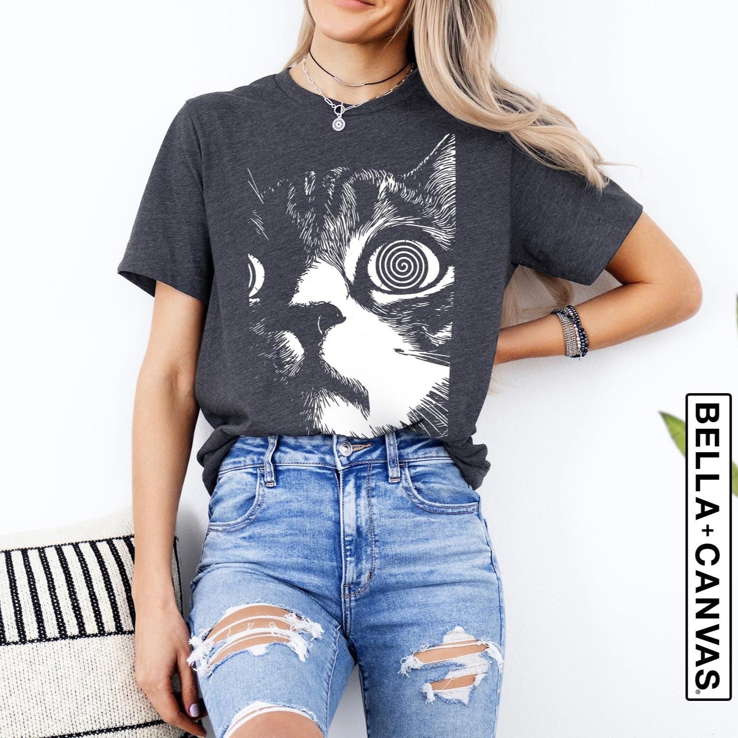 Psychedelic Cat T-Shirt, Cat Shirt, Gothic Alt Clothing, Dark Aesthetic Fashion, Crust Punk Grunge