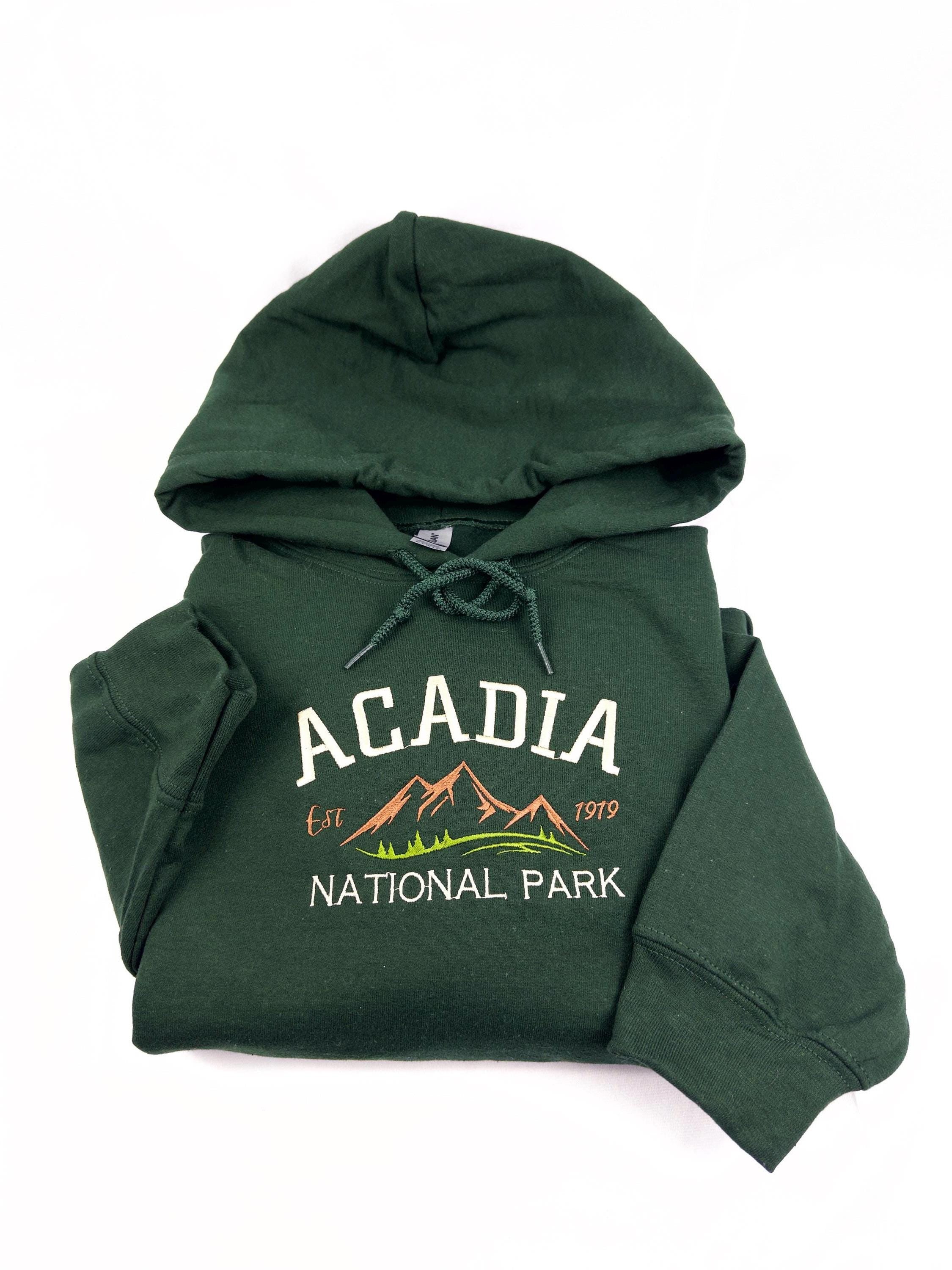 Acadia National Park Embroidered Crewneck Sweatshirt (Mountain)