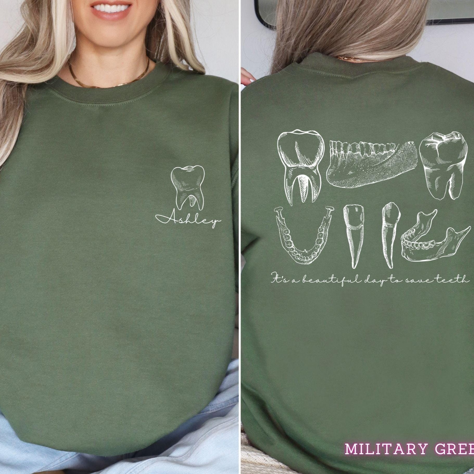 Personalized Dental Anatomy Sweatshirt, Teeth Tooth Sweater, Dental Hygienist Gift, Dental Assistant Graduation Gift, Dentist Student PRID6