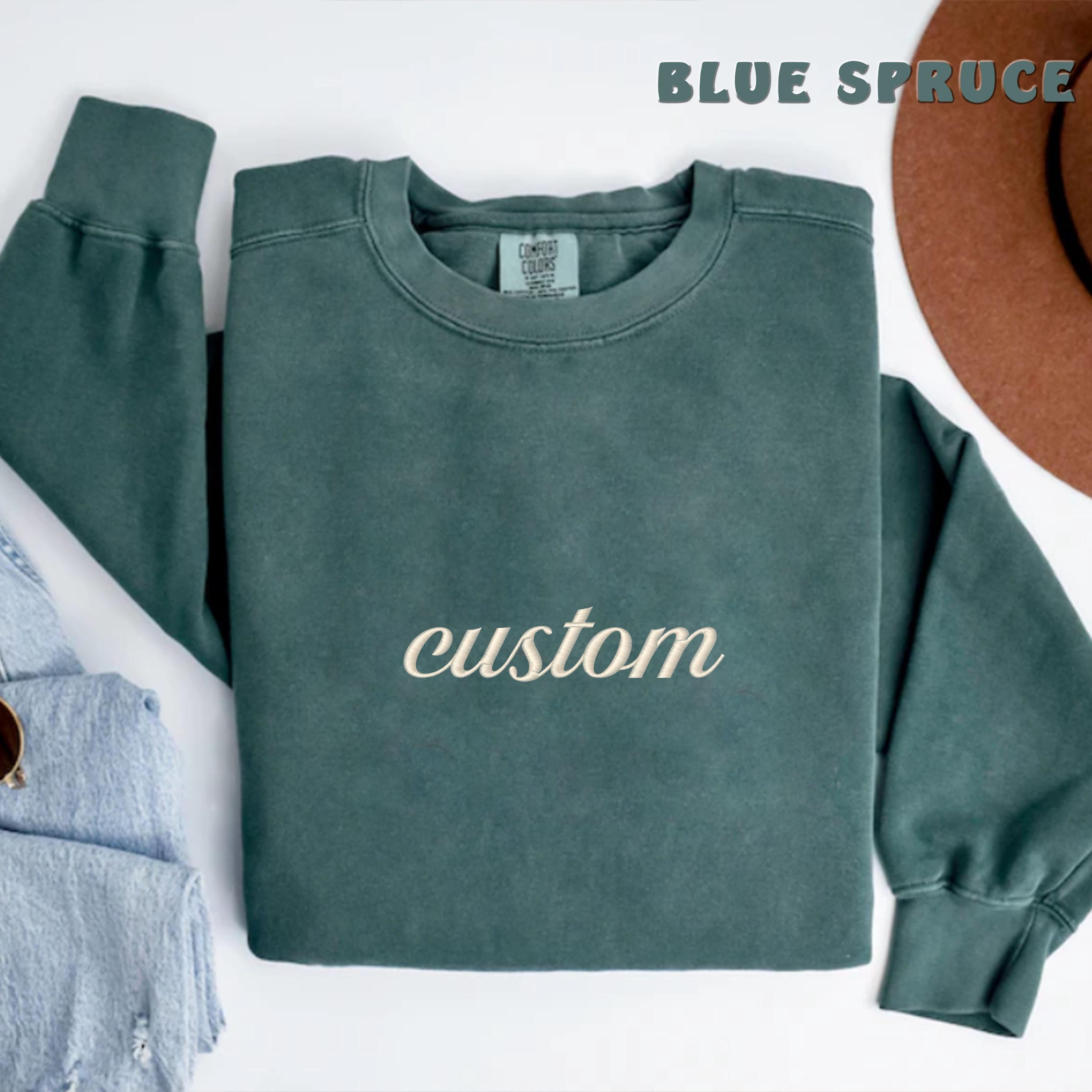 Custom Design Embroidered Sweatshirt, Personalized Text Sweatshirt, Custom Logo Sweatshirt, Customizable Sweatshirt,Comfort Color Sweatshirt