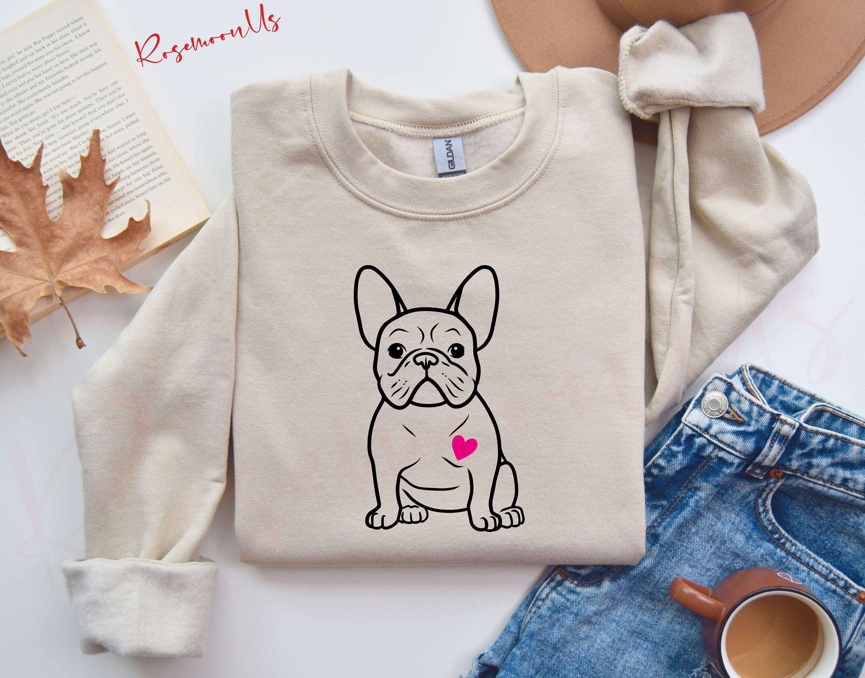 French Bulldog Heart Gildan 18000 Sweatshirt, Unisex Frenchie Lover Hoodie, Cozy Dog Gift, Printify Choice, Birthday Outfit for Women & Men