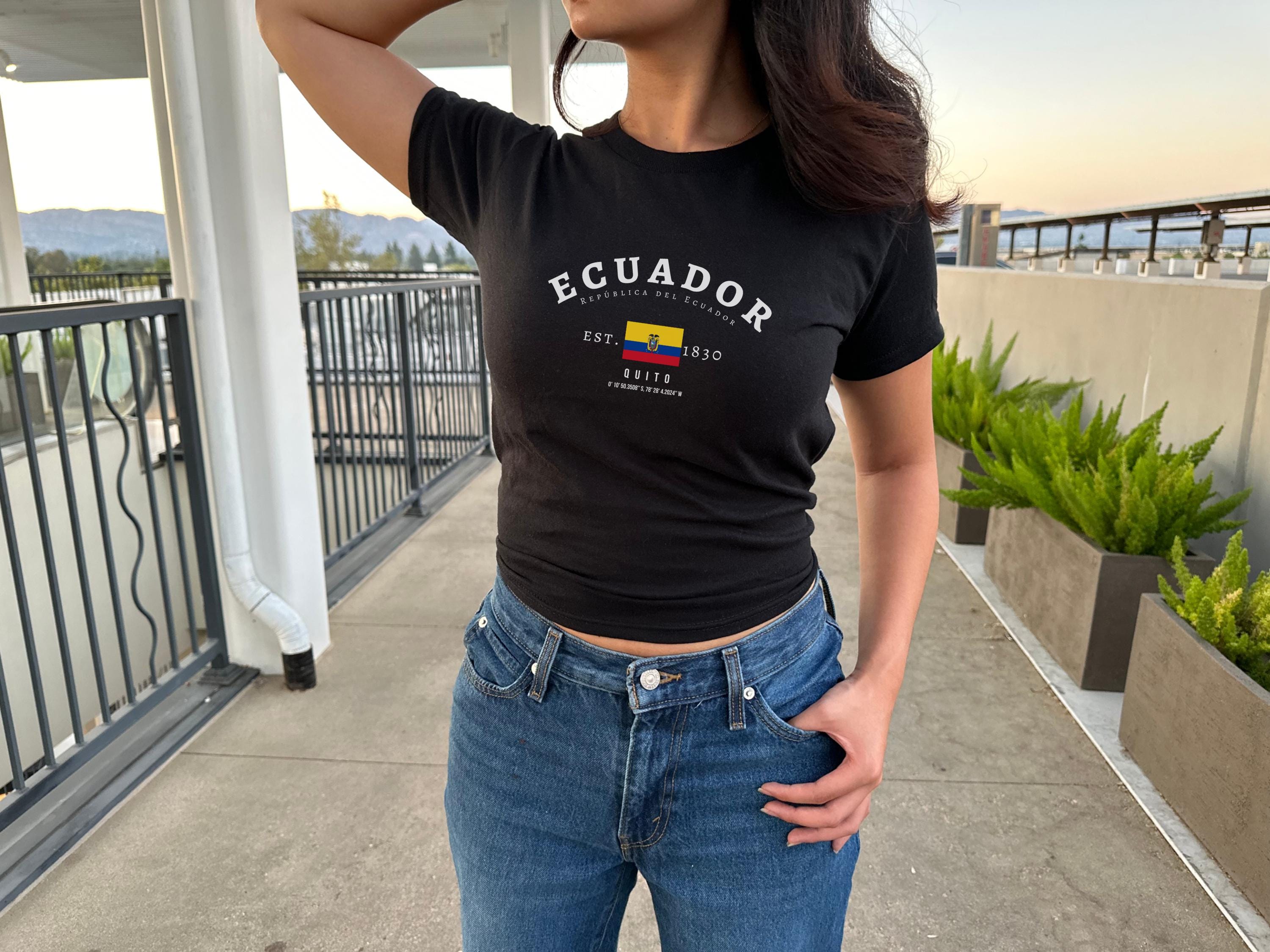 Ecuador Women's Baby Tee Y2K Crop T-Shirt or Tank Top, Vintage 2000s 90s Aesthetic, Fitted Summer Outfit, Cute Gift for Her