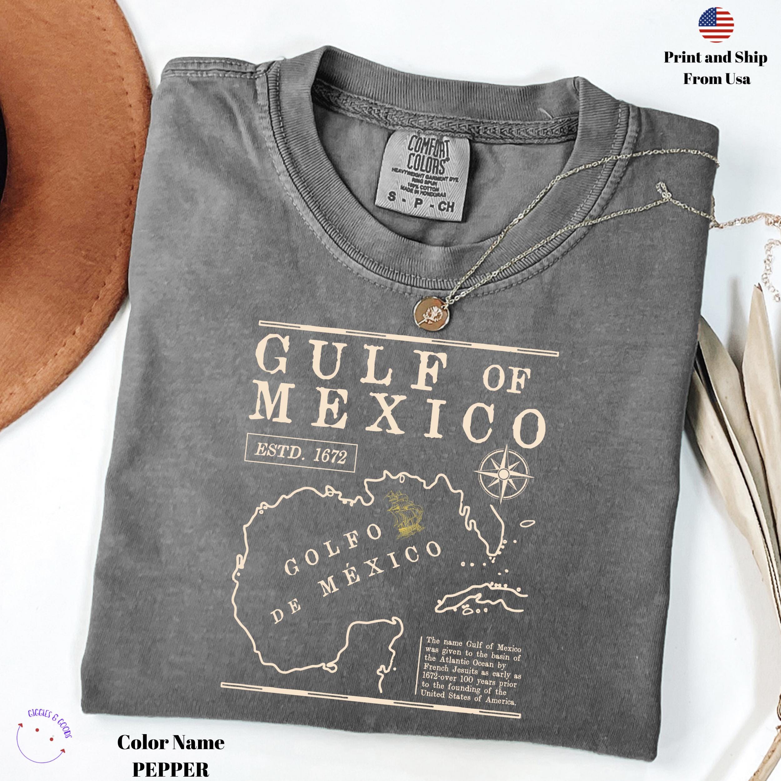 Comfort Colors® Gulf of Mexico Shirt, Patriotic Unisex Tee, American Gulf of Mexico Tshirt, American Pride Tee Patriotic, Map Lover T-Shirt