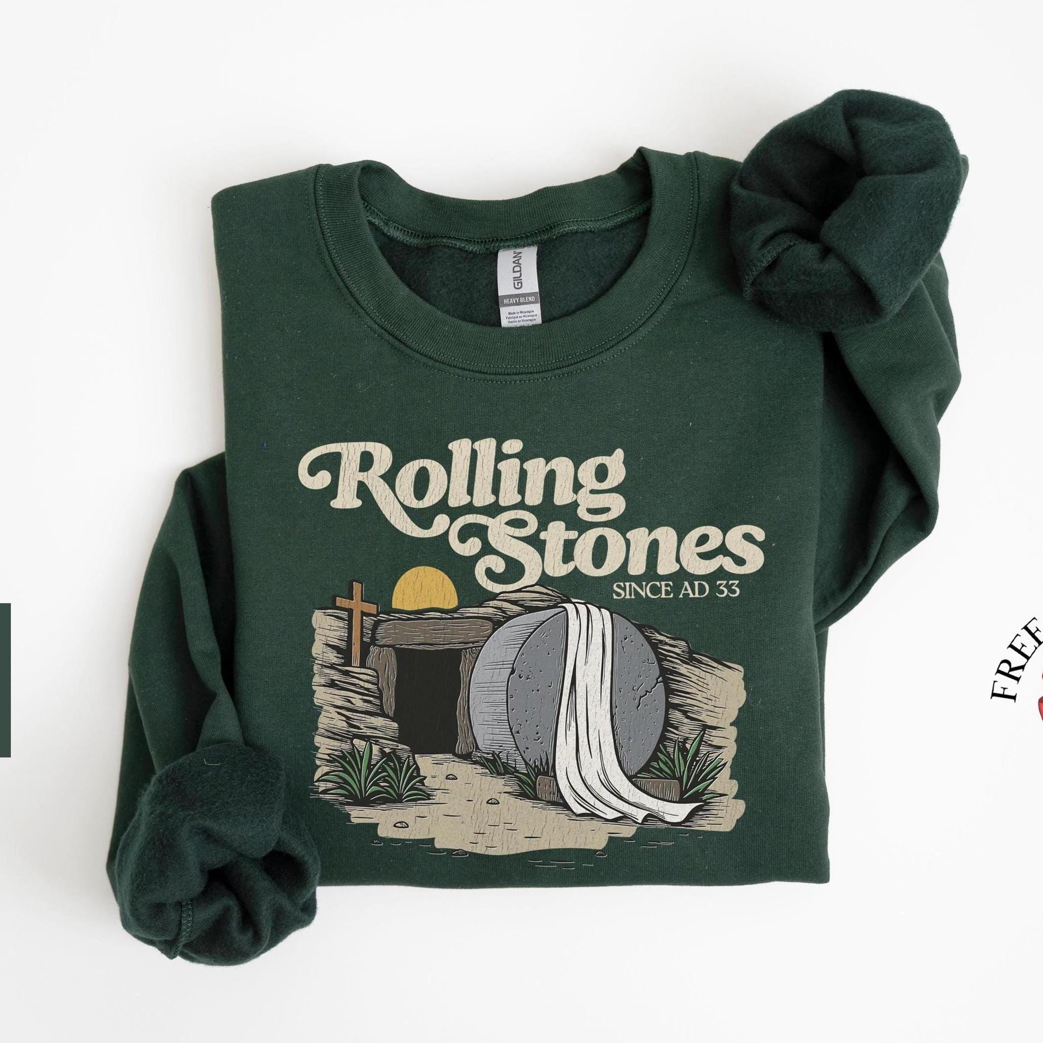 Retro Rolling Stones Sweatshirt, Jesus Easter Shirt, Retro Christian Crewneck, Church Apparel, Unisex Gifts For Easter, Faith-Based Sweater