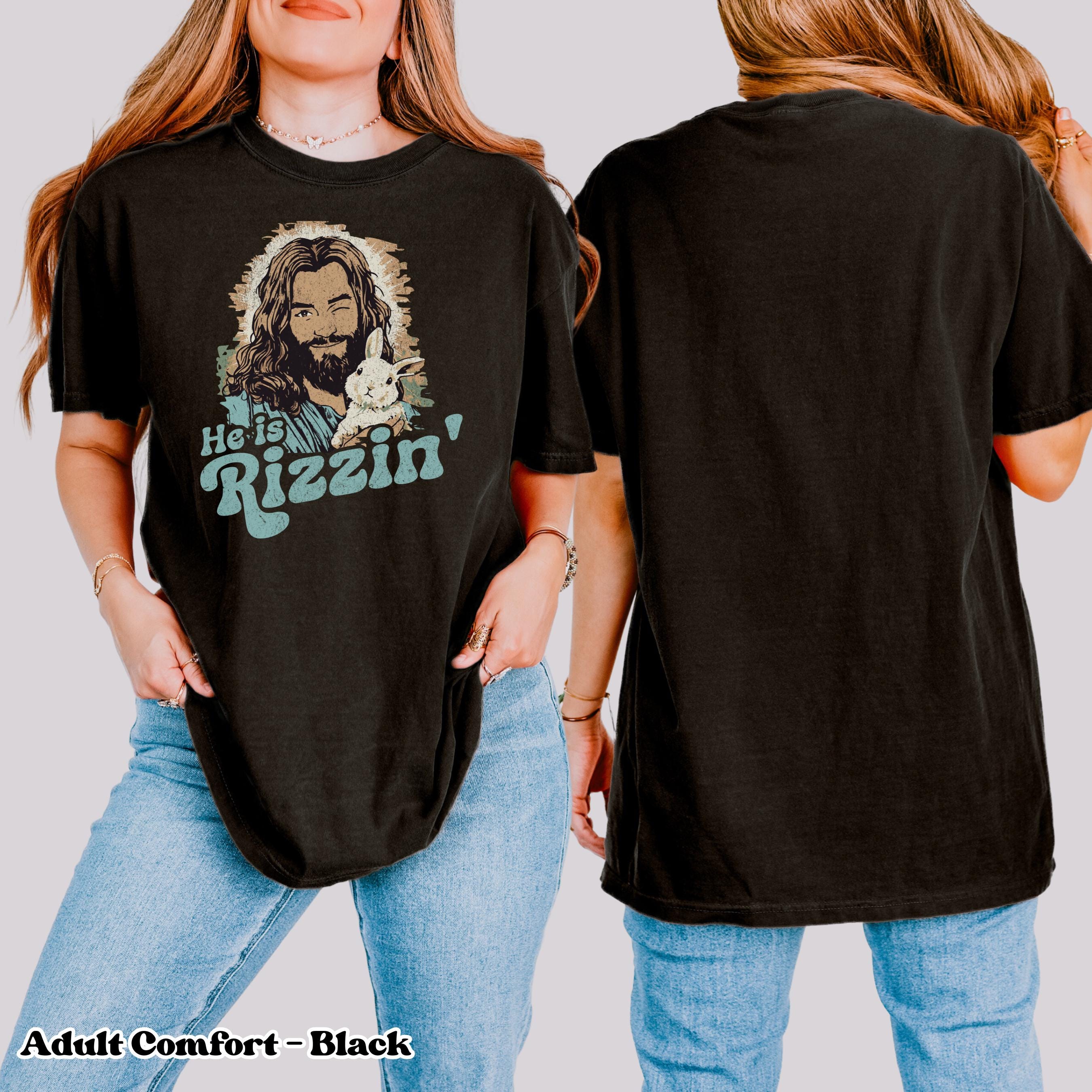 He Is Rizzin' Shirt, Funny Easter Christian T-Shirt, Religious Humor Jesus Tee, Risen Resurrection Shirt, Youth Pastor Gift Idea