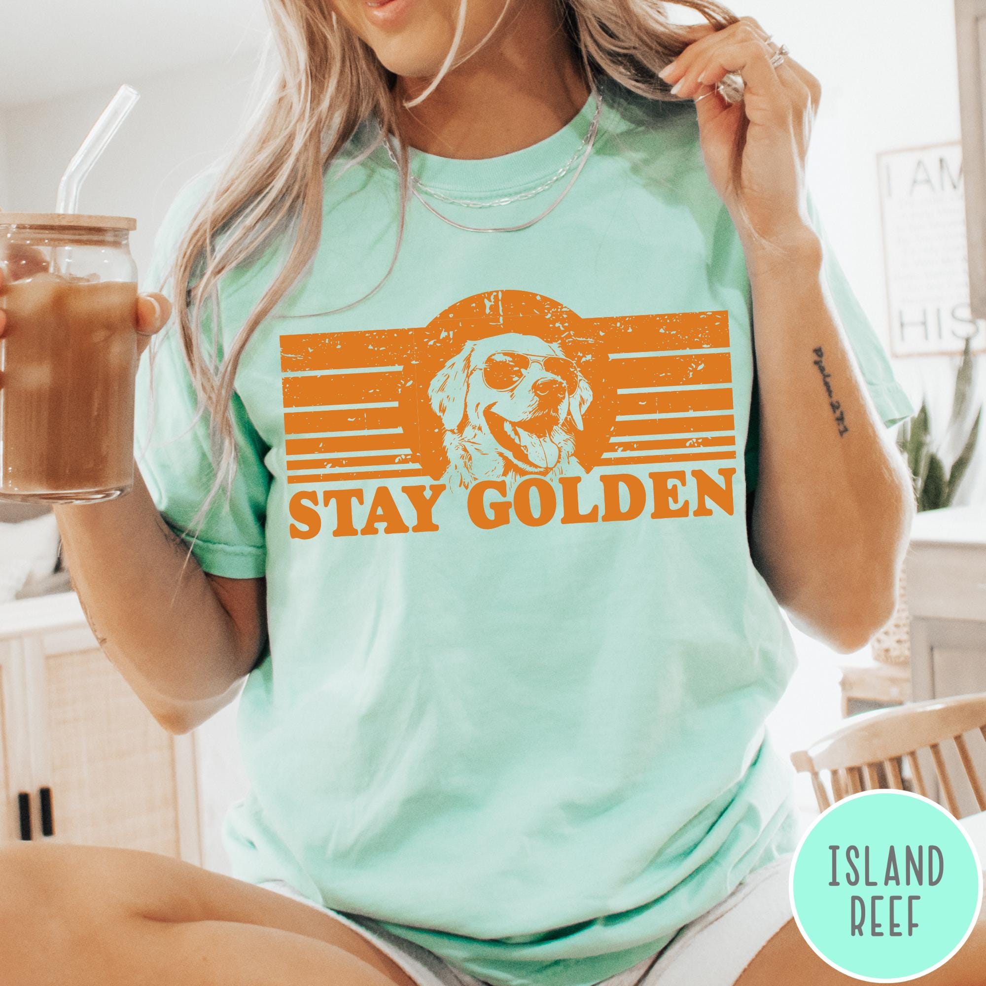 Stay Golden Comfort Colors® 1717 Unisex T-shirt, Funny Golden Retriever Gift, Retro Dog Lover Tee, SwiftPOD Graphic Shirt for Women & Men
