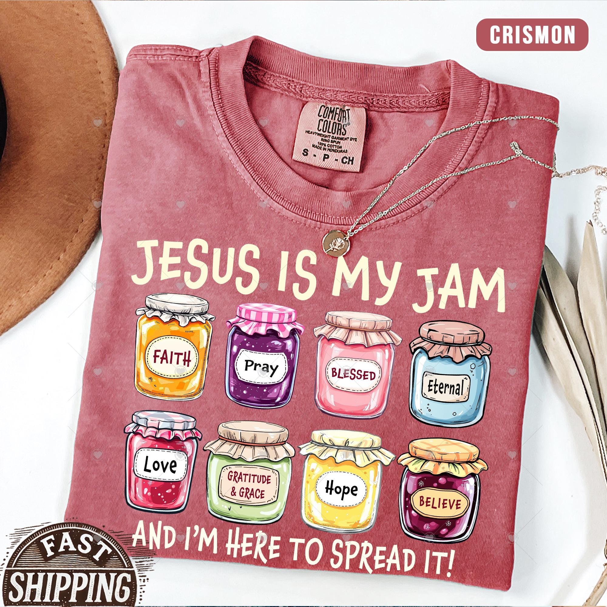 Jesus Is My Jam Comfort Colors® 1717 Shirt, Unisex Christian Gift Tee, SwiftPOD Garment-Dyed, Funny Jesus Shirt for Moms, Perfect Christian Outfit