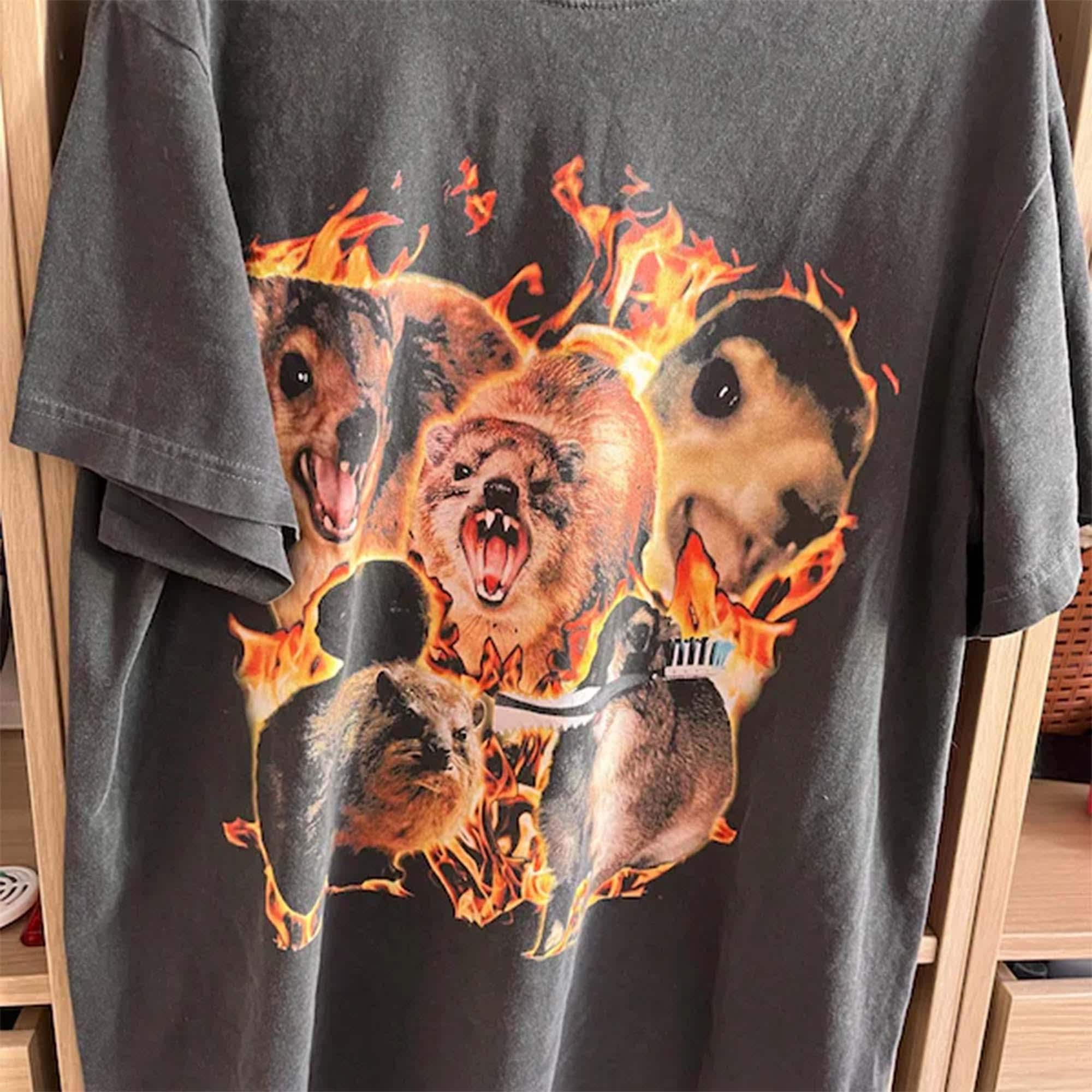 Unhinged Rock Hyrax Tshirt Chaotic Weird Animal Shirt Vintage Awawa Meme Graphic Tee for Women Men Weirdcore Aesthetic Animal Gift