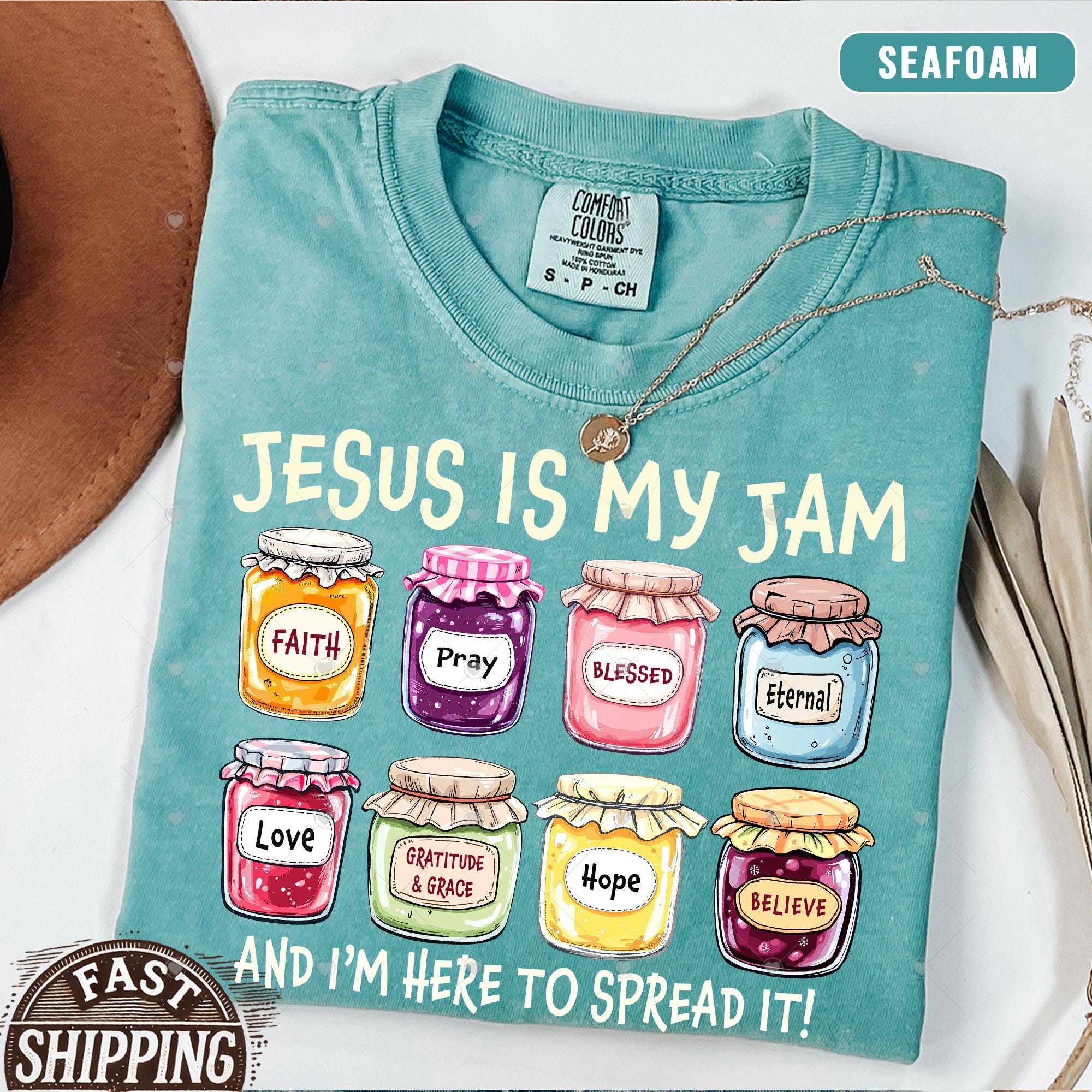 Jesus Is My Jam Comfort Colors® 1717 Shirt, Unisex Christian Gift Tee, SwiftPOD Garment-Dyed, Funny Jesus Shirt for Moms, Perfect Christian Outfit