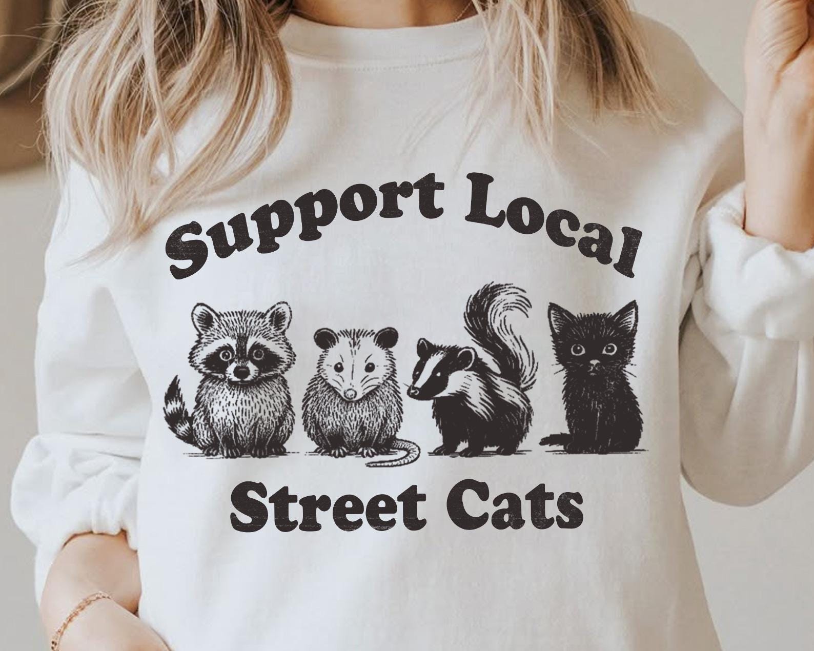 Funny Raccoon Possum Skunk Sweatshirt: Gildan 18000 Unisex Crewneck, Cozy Gift for Animal Lovers, Printify Choice, Perfect Fall Outfit