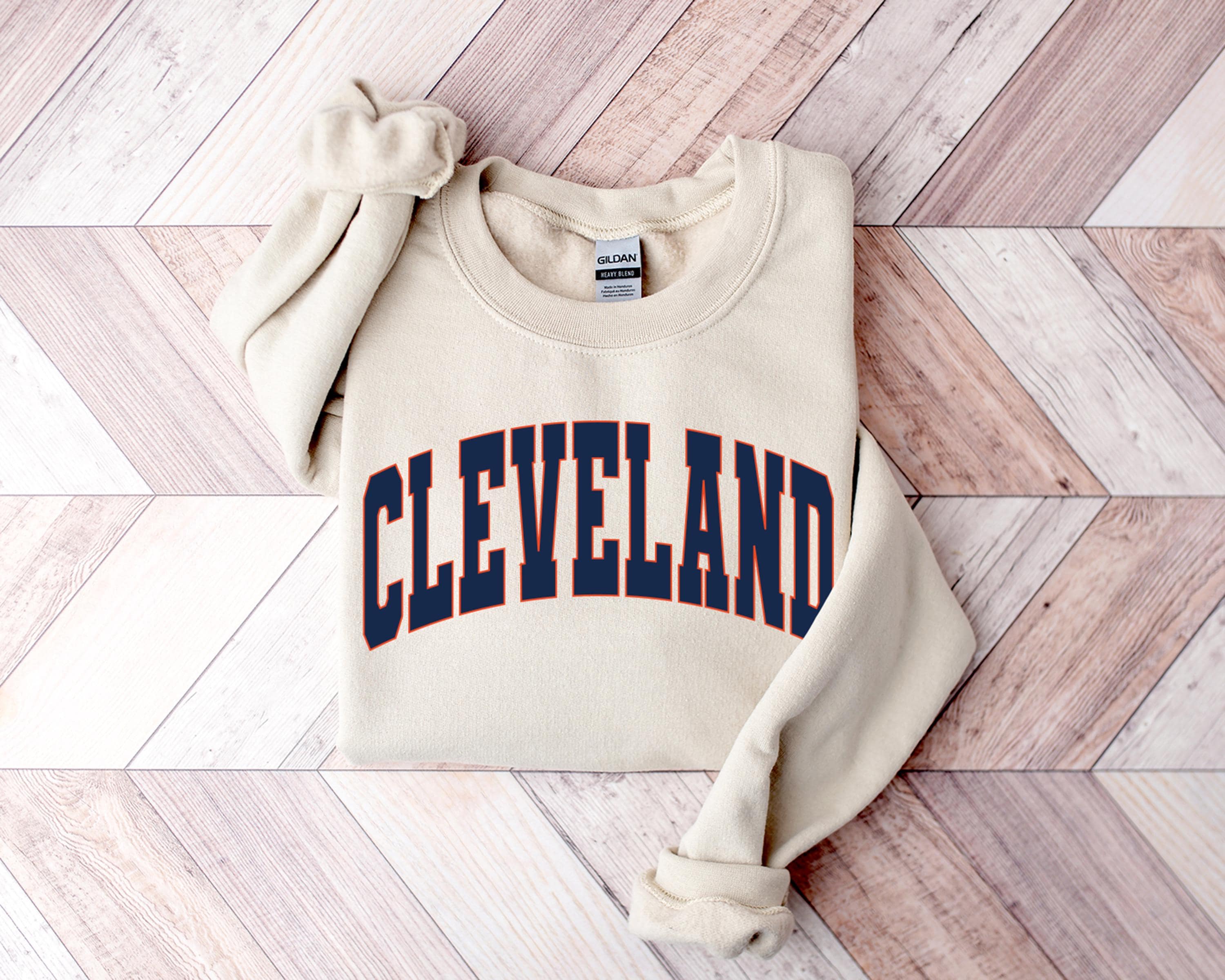 ✨ Retro Cleveland Football Sweatshirt: Gildan 18000 Game Day Apparel for Men & Women – Cozy Unisex Crewneck by Printify Choice, Perfect Fall Outfit or Gift ✨