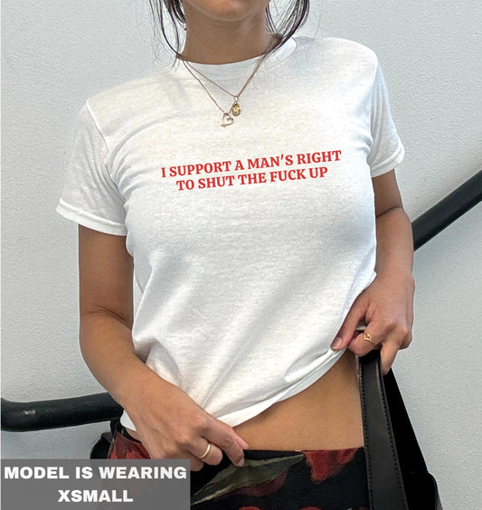 Y2K Baby Tee Feminist Slogan Crop Top for Women, Soft Stretch Slim Fit Tee, Viral Aesthetic Summer Outfit, Trendy Gift, Festival Wear