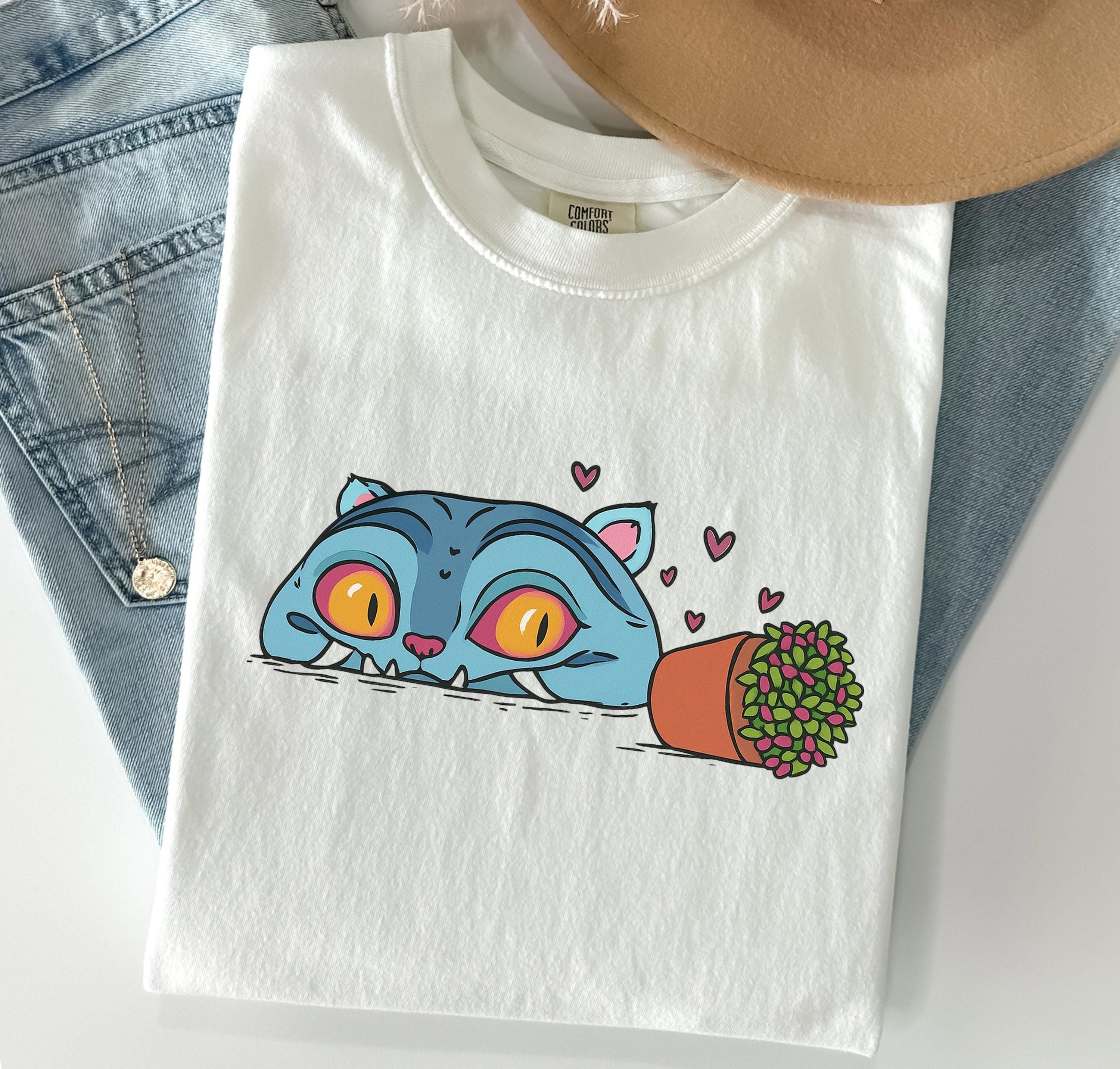 Anime Lover Gift: Blue Cat Kawaii Demon Tee, Gildan 5000 Unisex Heavy Cotton, Perfect Otaku Outfit, Printify Choice for All Seasons