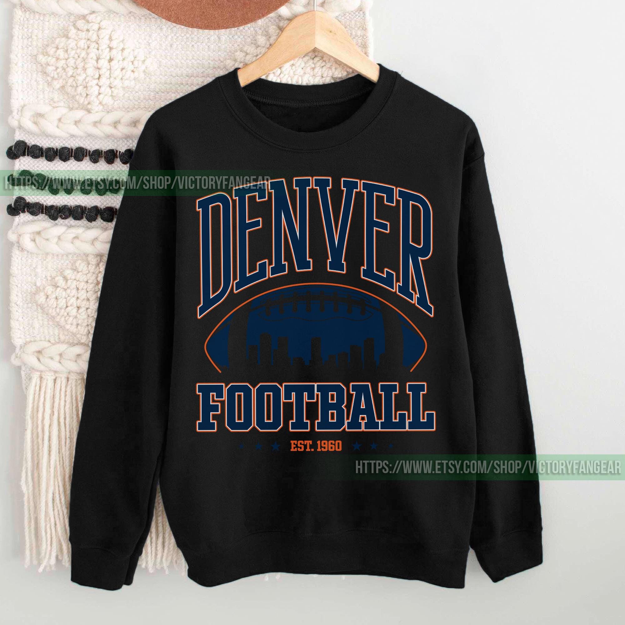 Denver Football Vintage Style Sweatshirt T-Shirt for Men & Women, Cozy Gildan 18000 Crewneck, Retro Broncos Fans Gift, Perfect for Sunday Football, Printify Choice, Aesthetic Fall Outfit FCY10