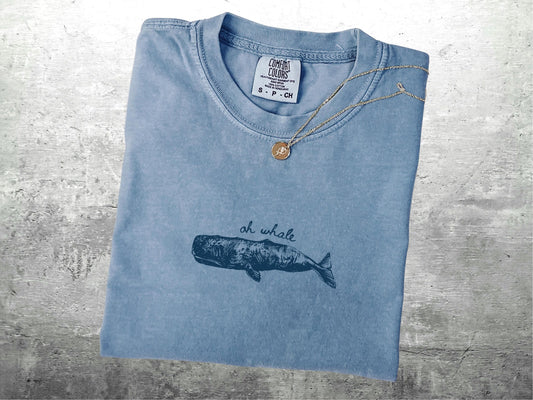 Minimalist Oh Whale Beach Shirt, Funny Meme Tee, Summer Aesthetic Oversized Unisex for Women & Men, Soft Top, Cute Gift Outfit