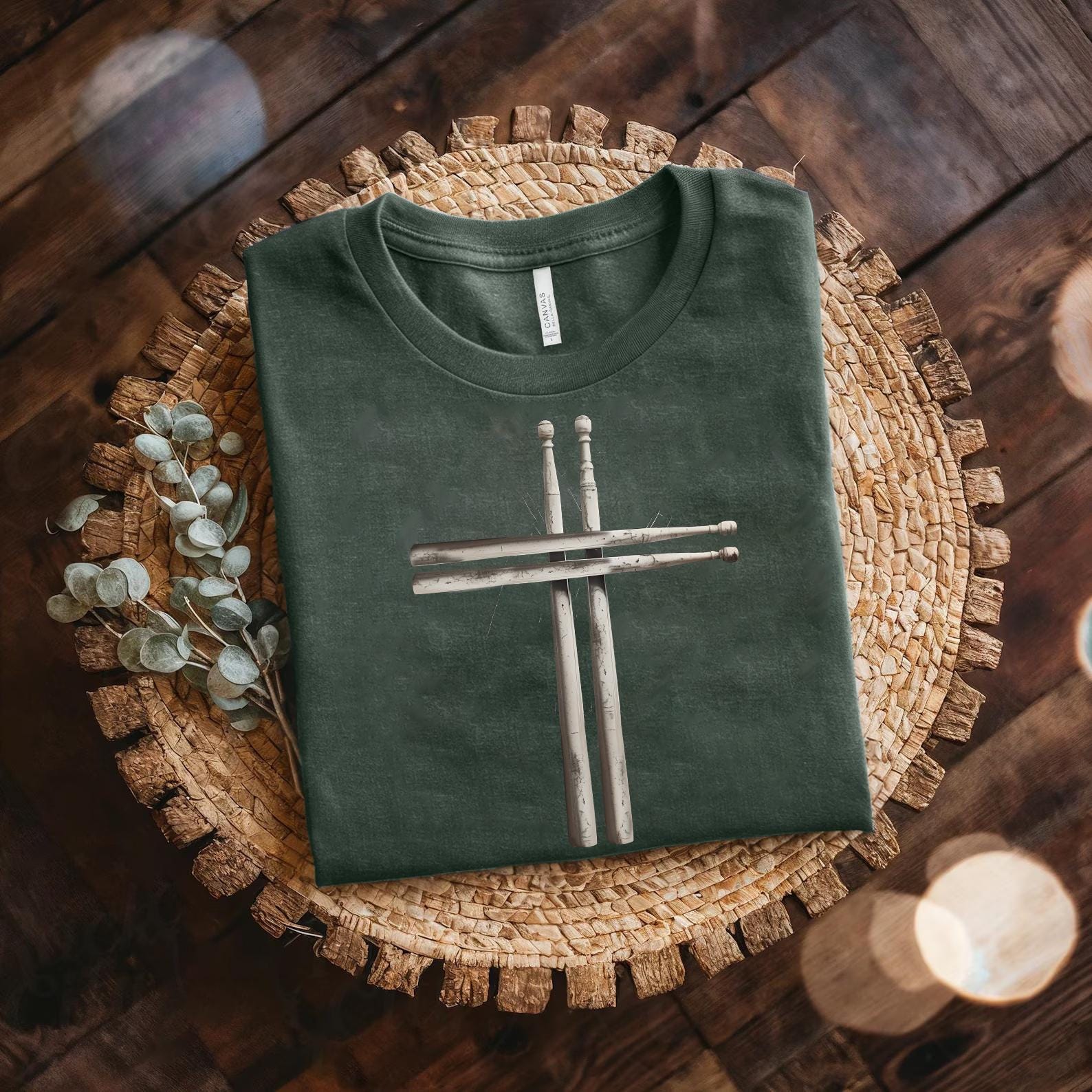 Gildan 5000 Unisex Heavy Cotton Tee: Drumstick Cross T-Shirt, Perfect Rock Drummer Gift, Printify Choice for Music Lovers