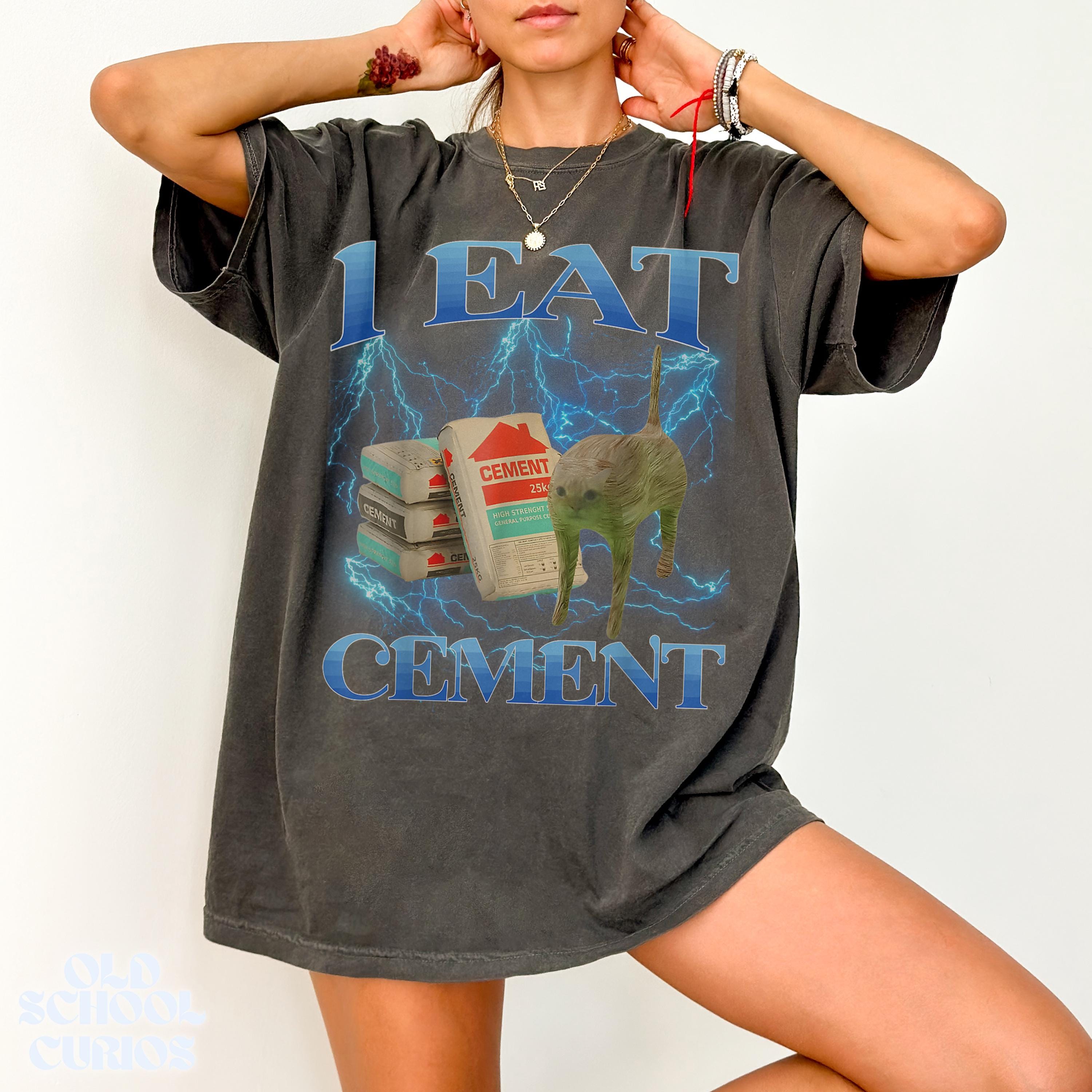 I Eat Cement Cursed Cat Vintage Shirt, Comfort Colors® 1717 Unisex Gift, Retro Graphic Tee, SwiftPOD 90s Style for Cat Lovers, Funny Aesthetic Outfit