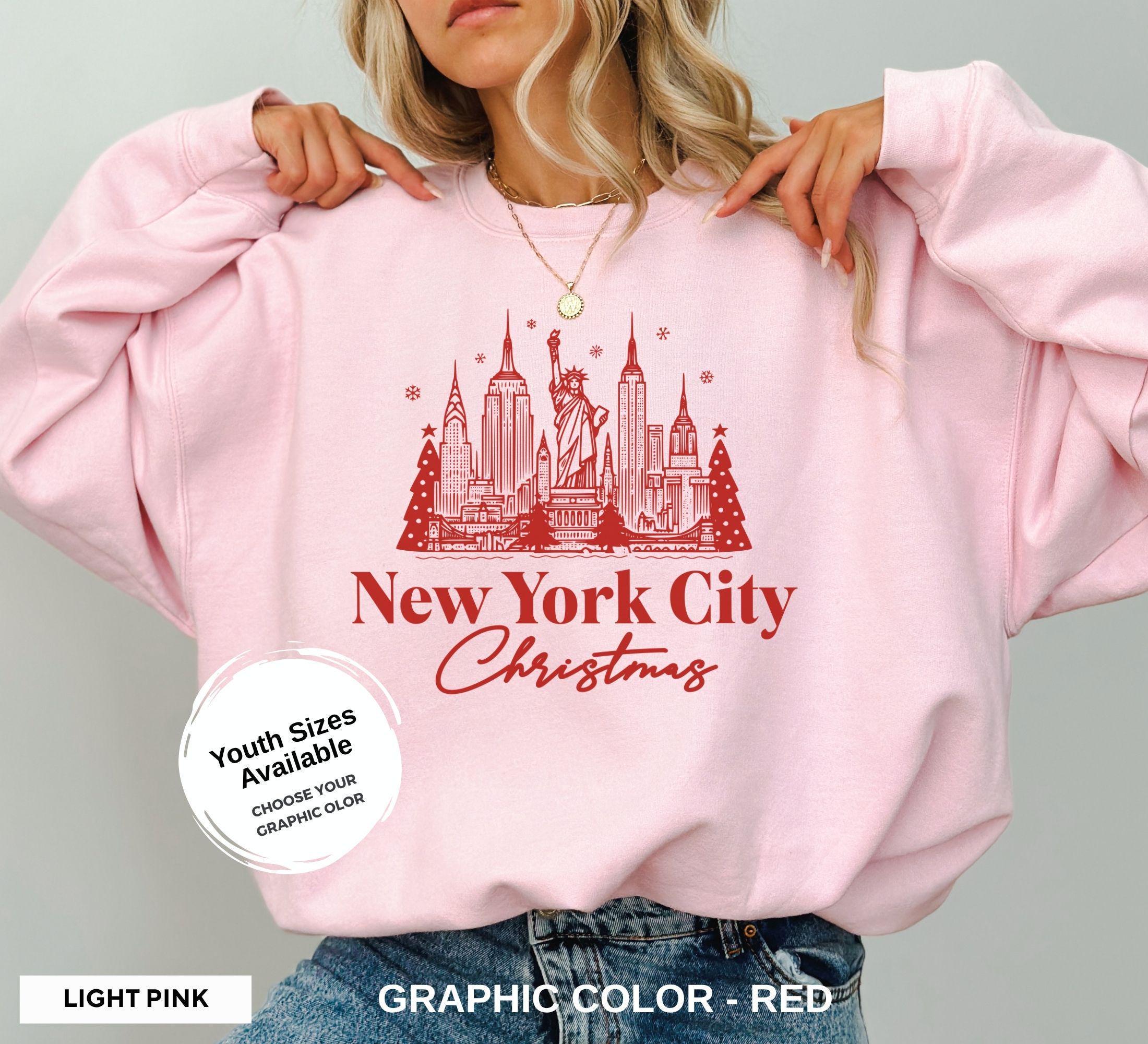 Gildan 18000 Christmas in NYC Sweatshirt - New York City Skyline Crewneck for Women, Men & Couples Printify Choice Holiday Gift Pullover Perfect New York Vacation Outfit Xmas in the City Aesthetic
